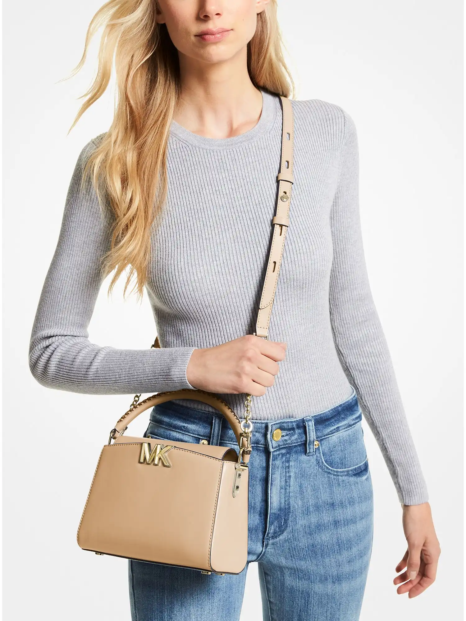 karlie small leather crossbody bag camel