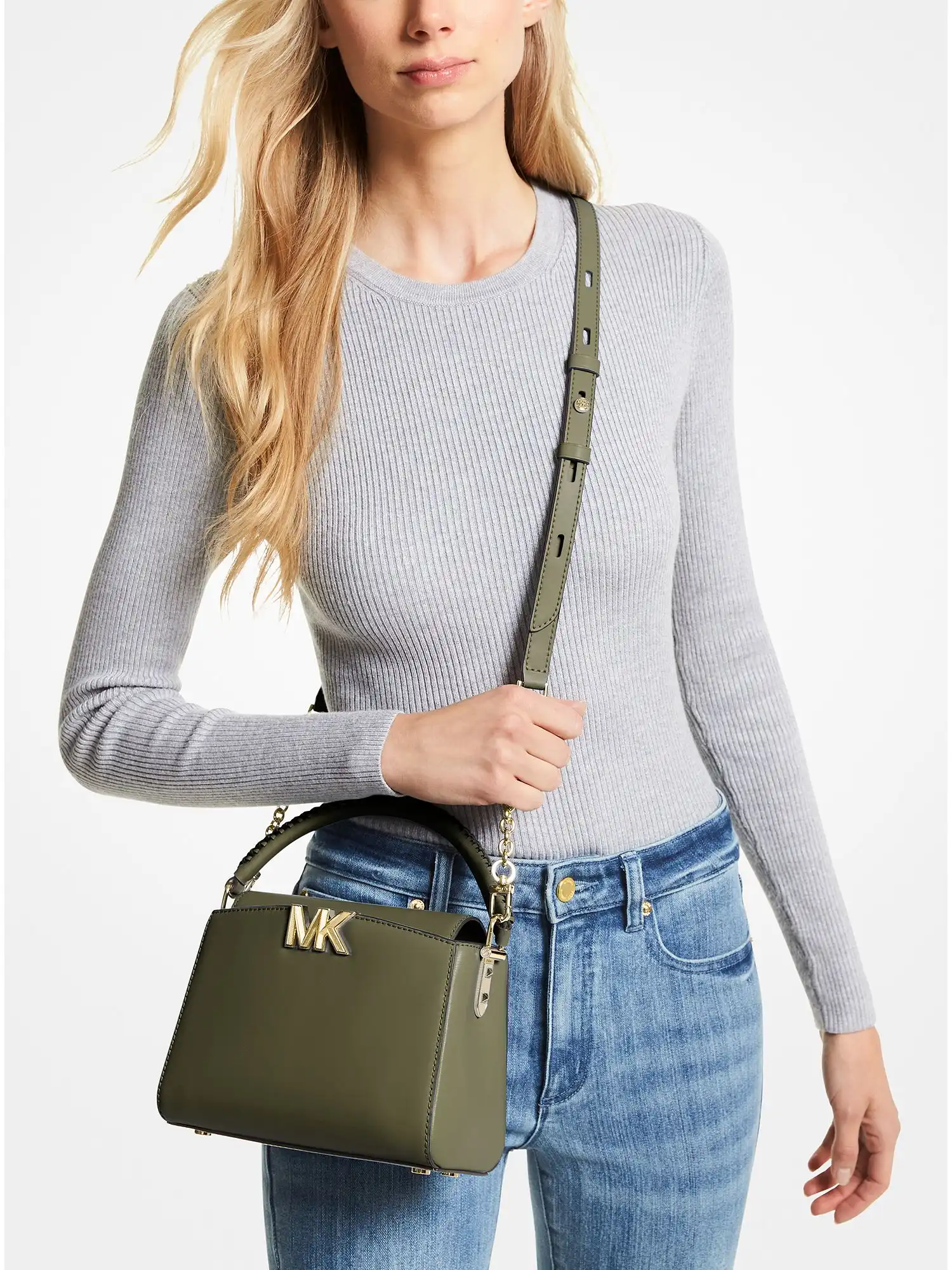 karlie small leather crossbody bag olive