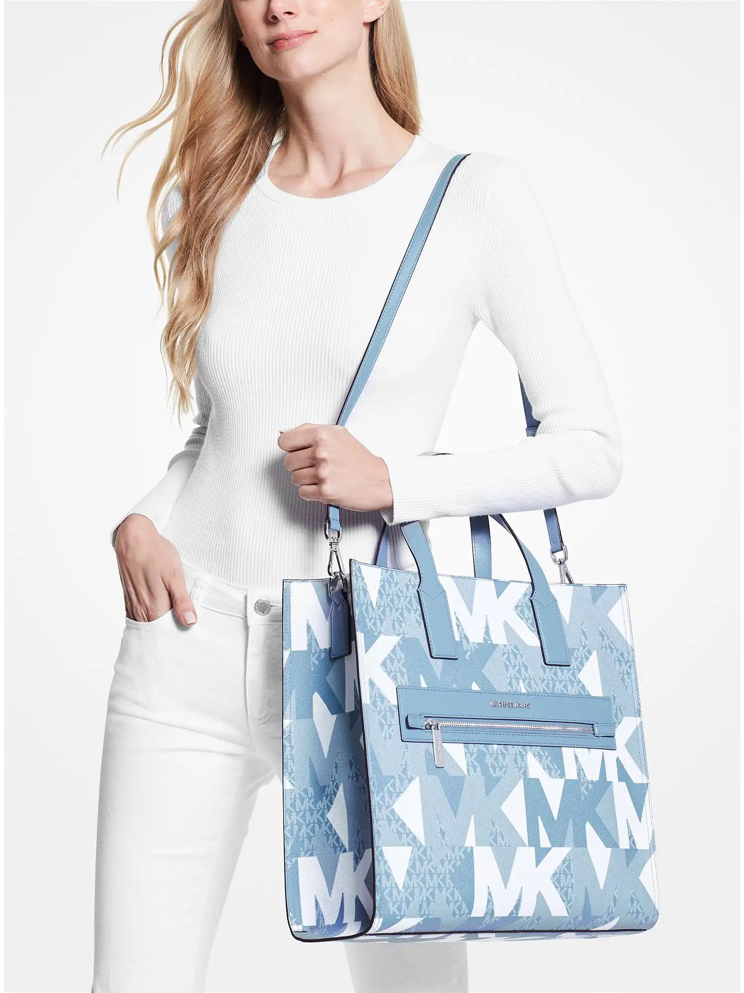 kenly large logo tote bag chambray multi