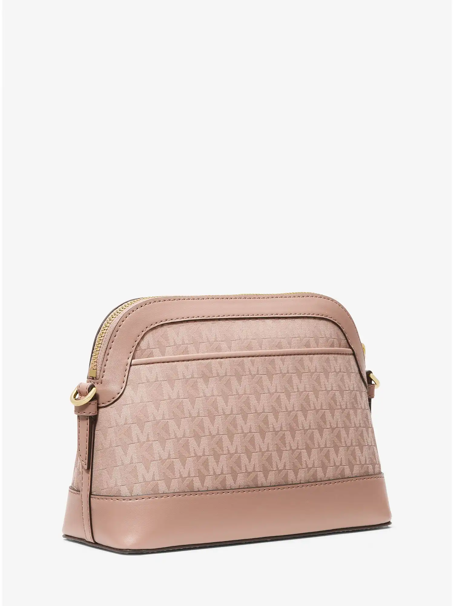 large logo jacquard and faux leather dome crossbody bag fawn