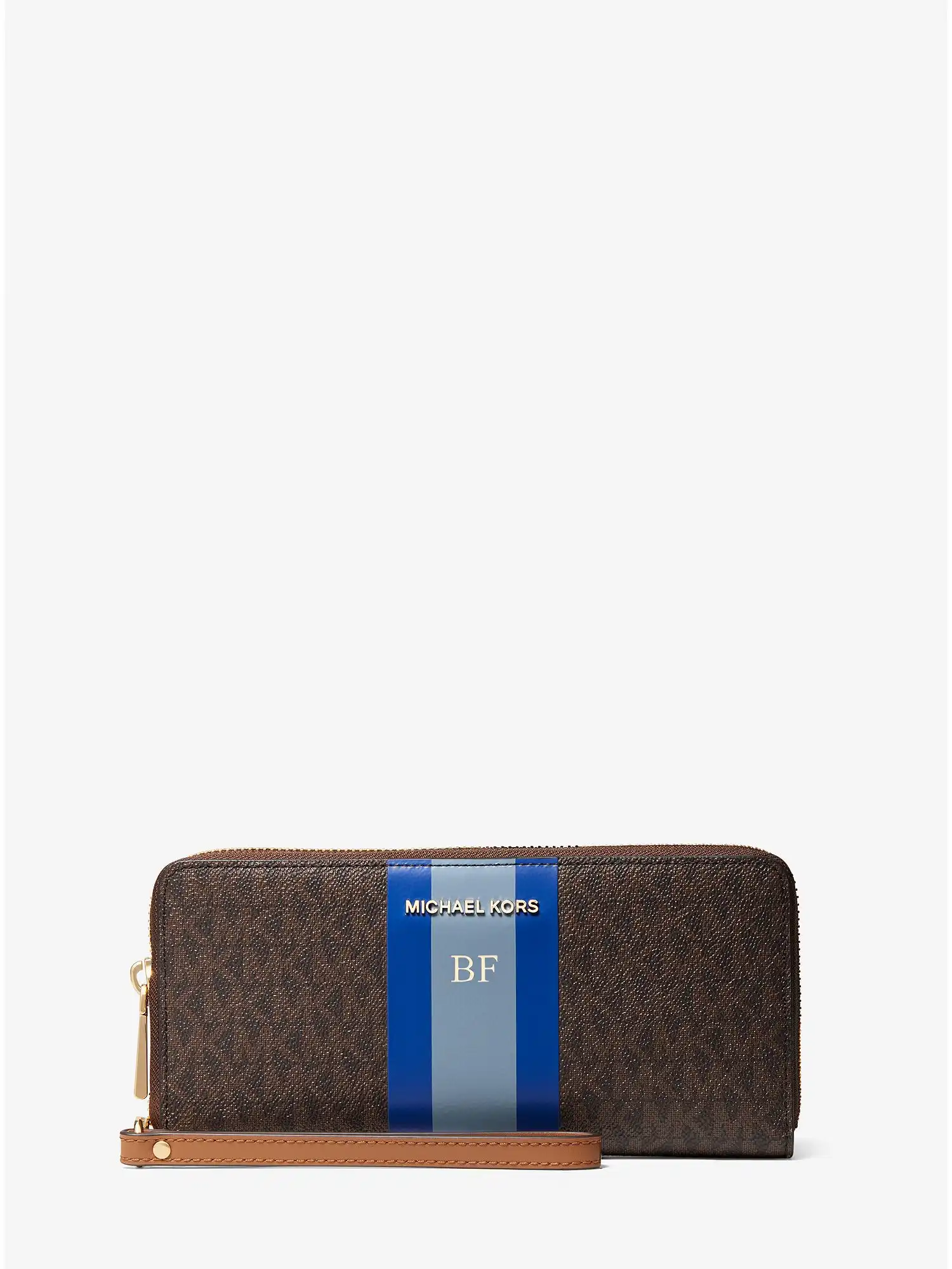 large logo stripe continental wallet electric blue