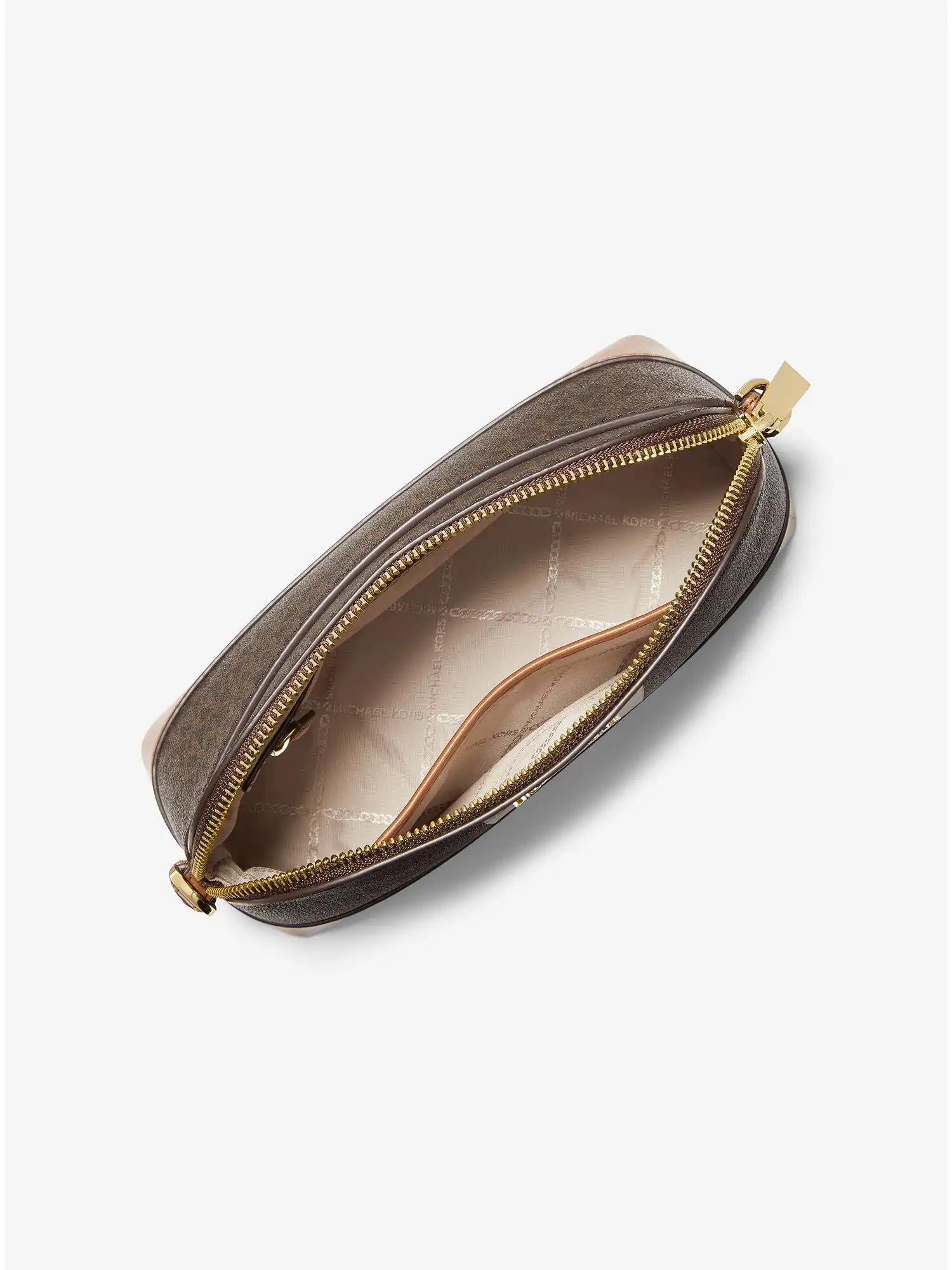 large logo stripe dome crossbody bag brown luggage