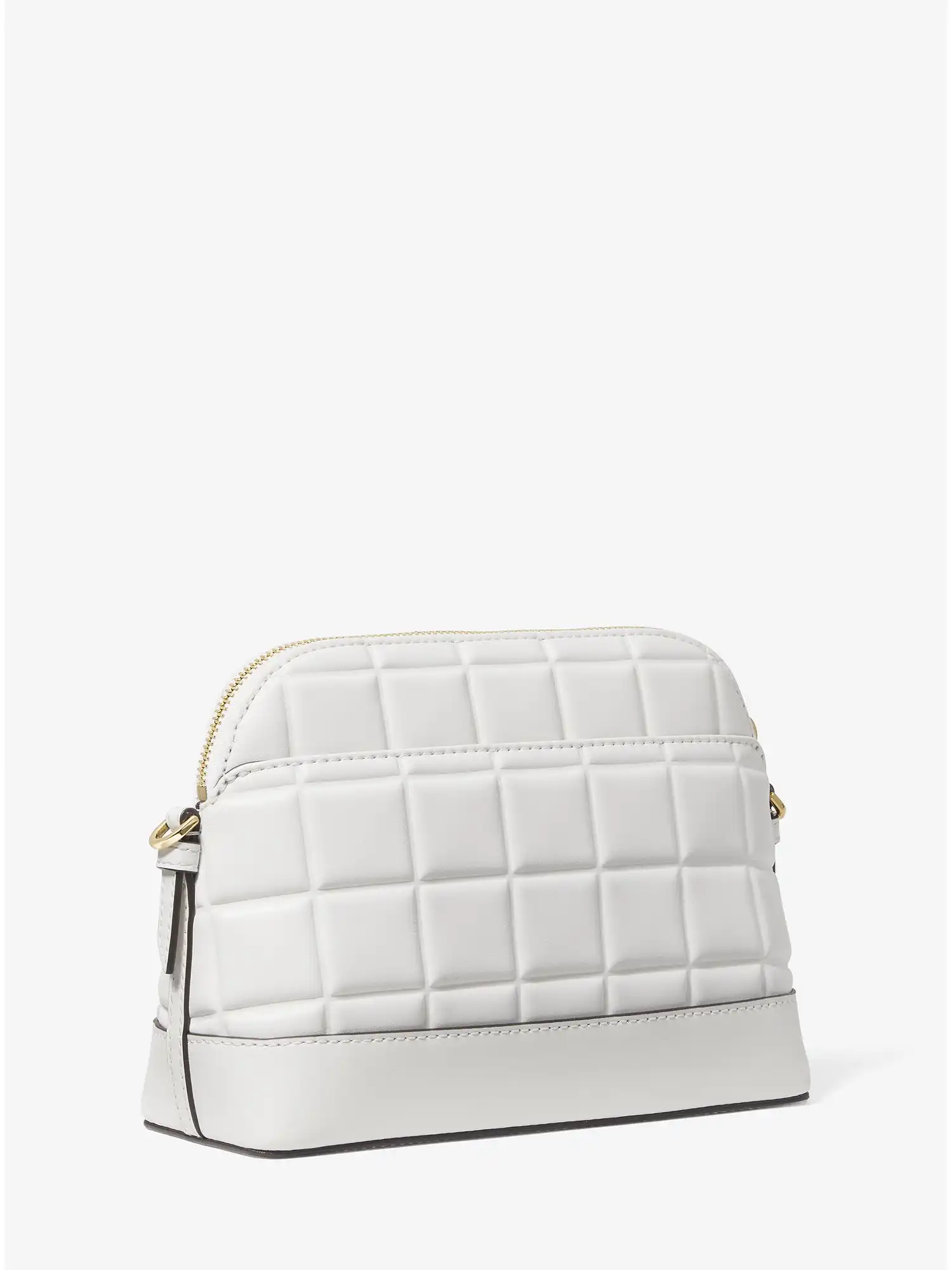 large quilted leather dome crossbody bag optic white