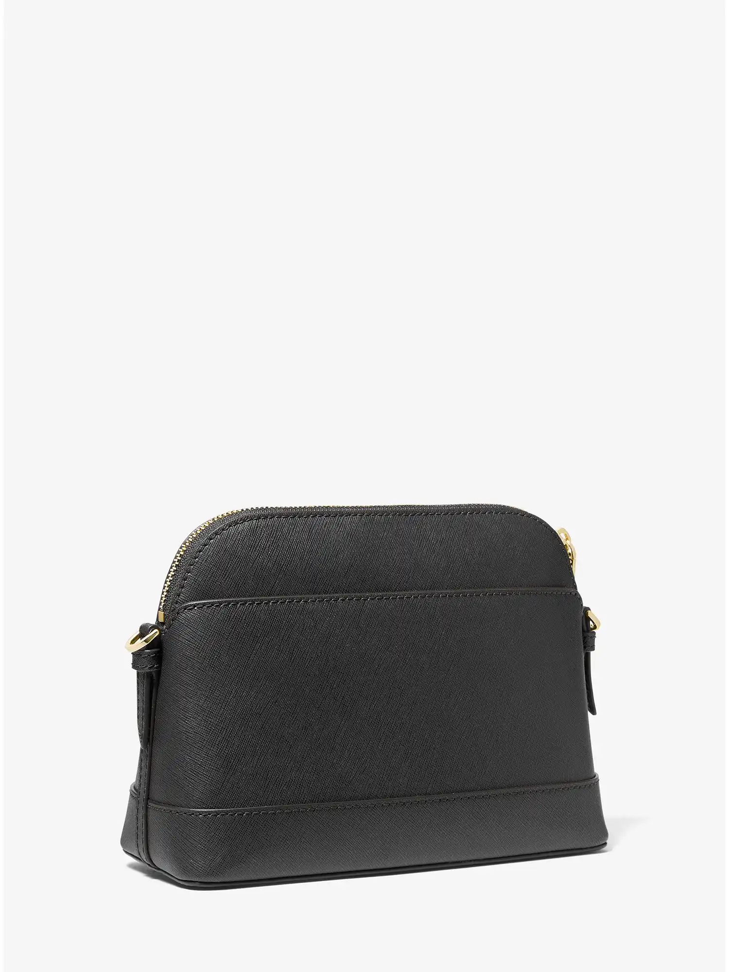 large saffiano leather dome crossbody bag black