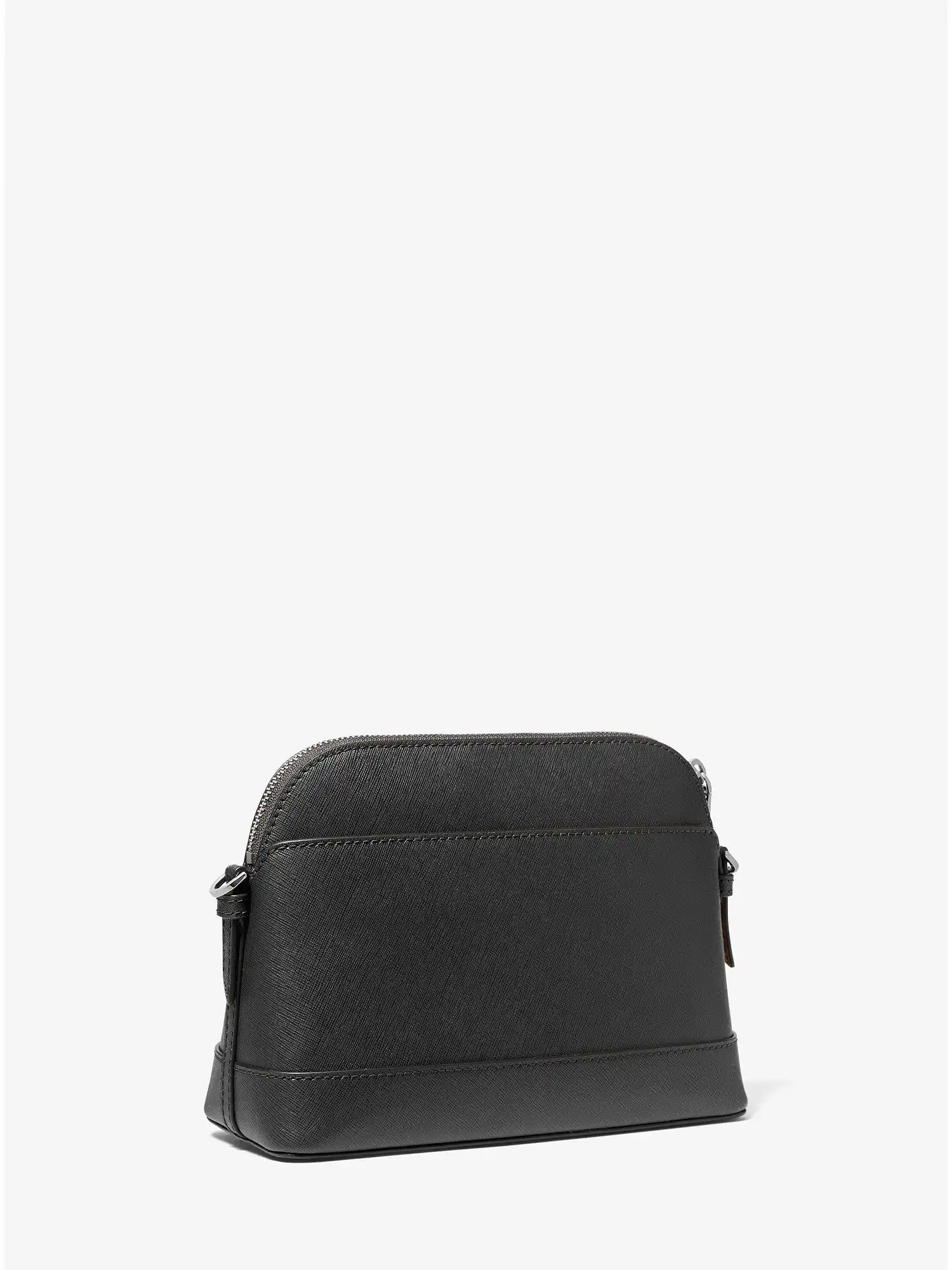 large saffiano leather dome crossbody bag black