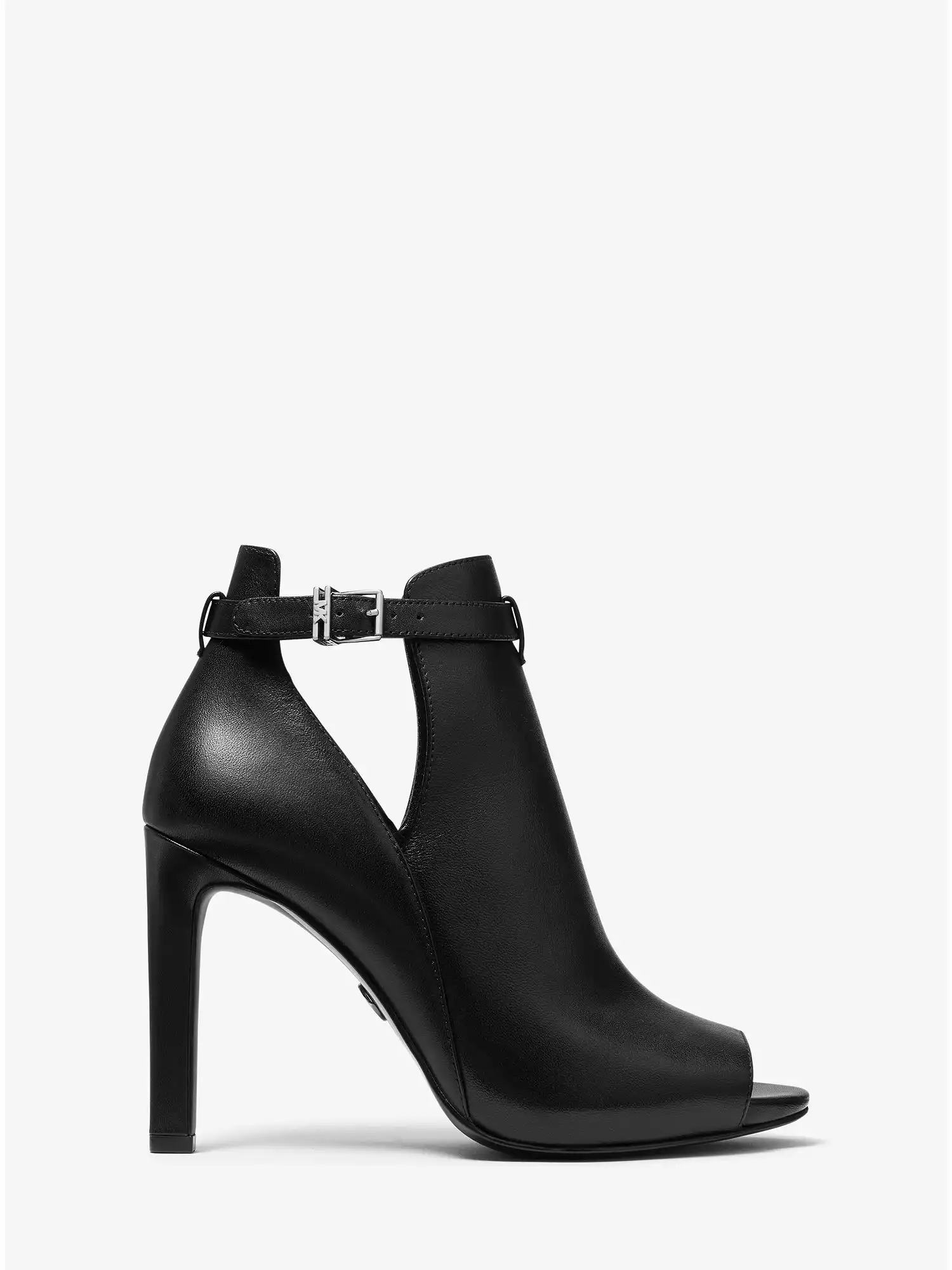 lawson leather open toe ankle boot black