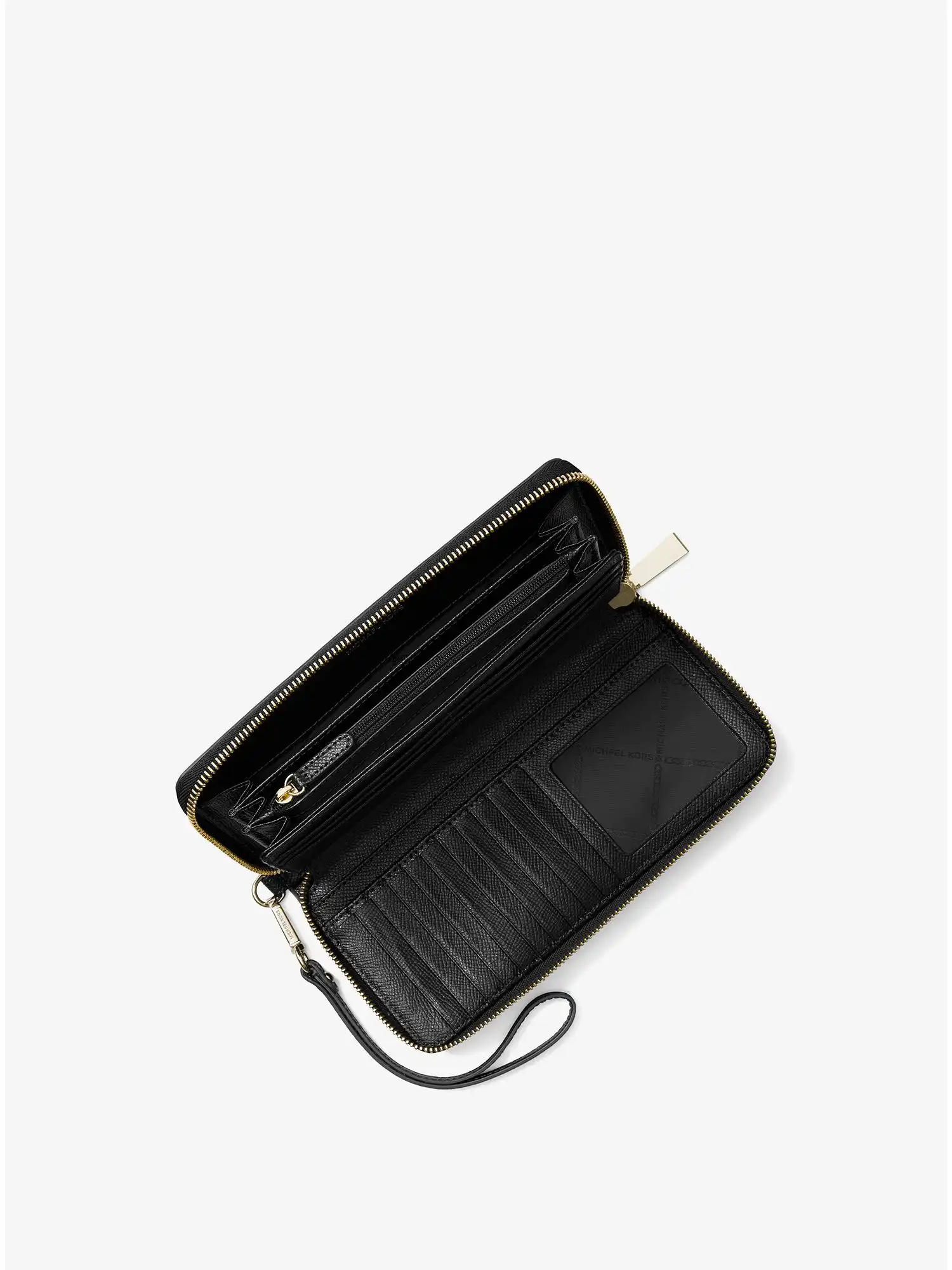 leather continental wristlet black
