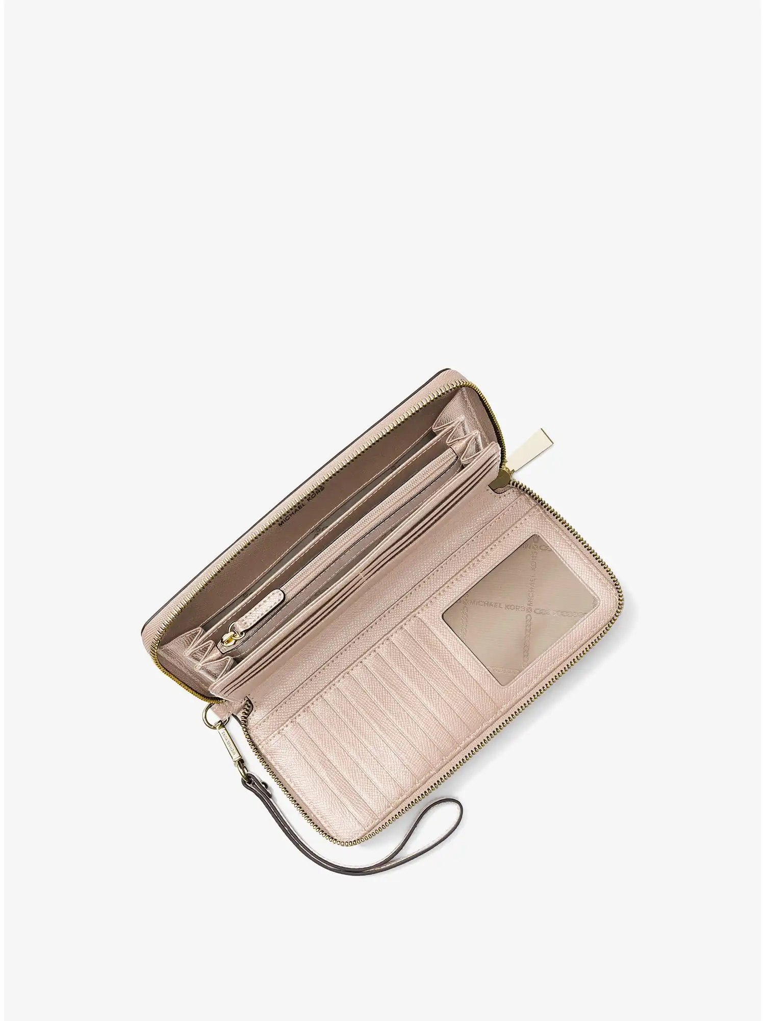 leather continental wristlet soft pink