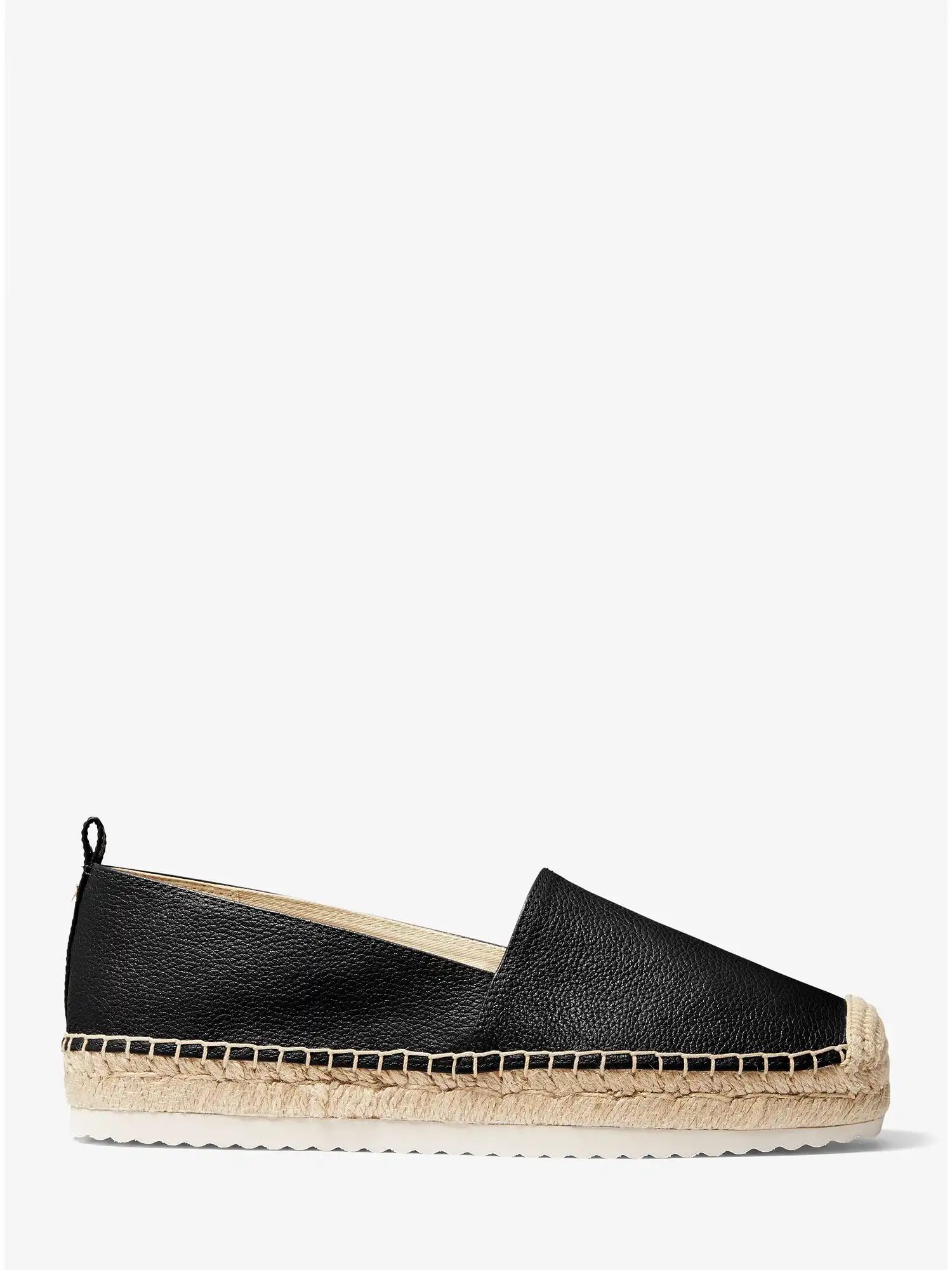 lenny tumbled leather slip on espadrille black