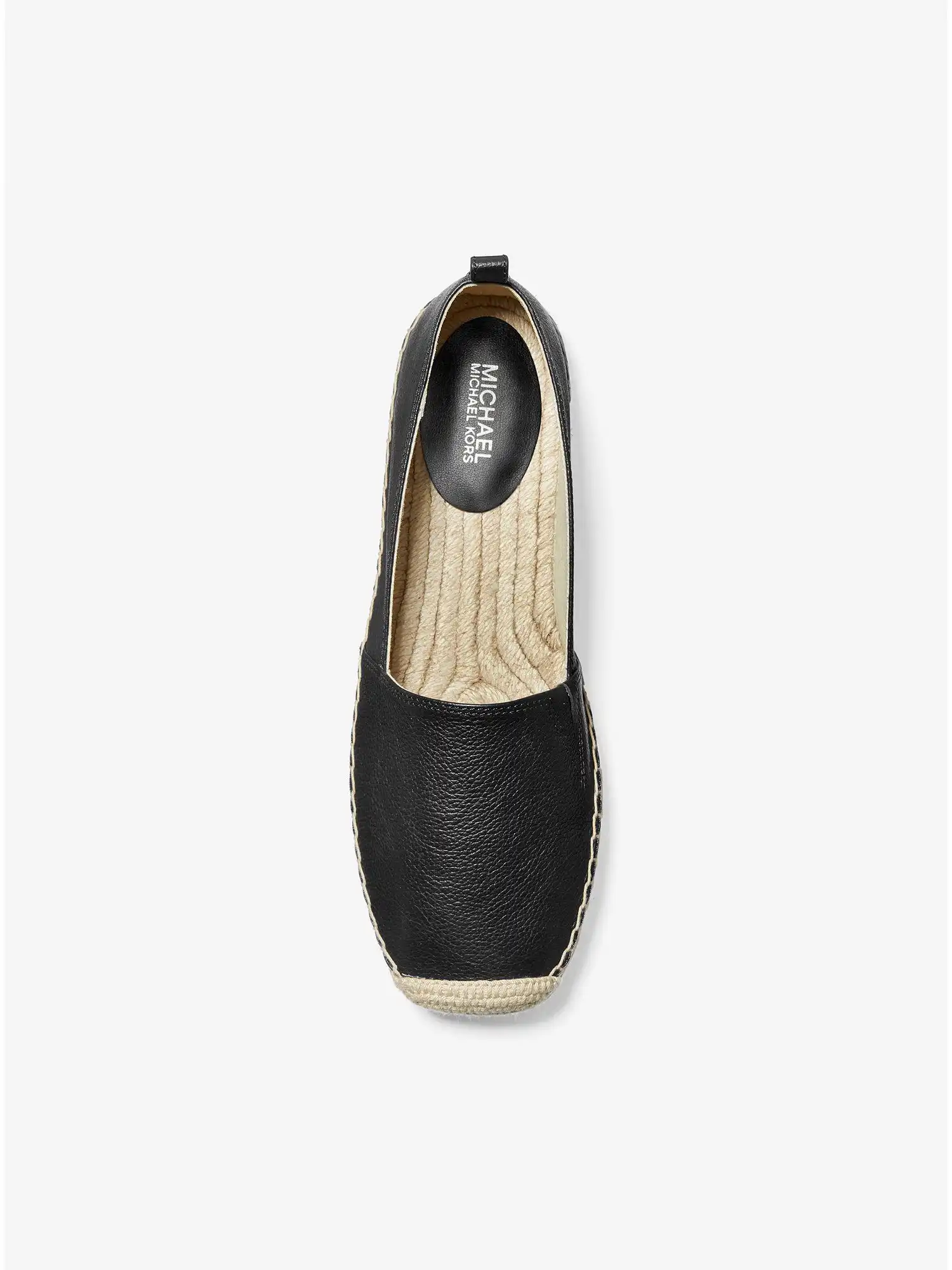 lenny tumbled leather slip on espadrille black