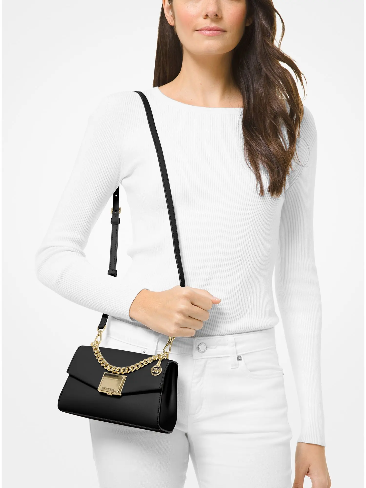 lita small leather crossbody bag black