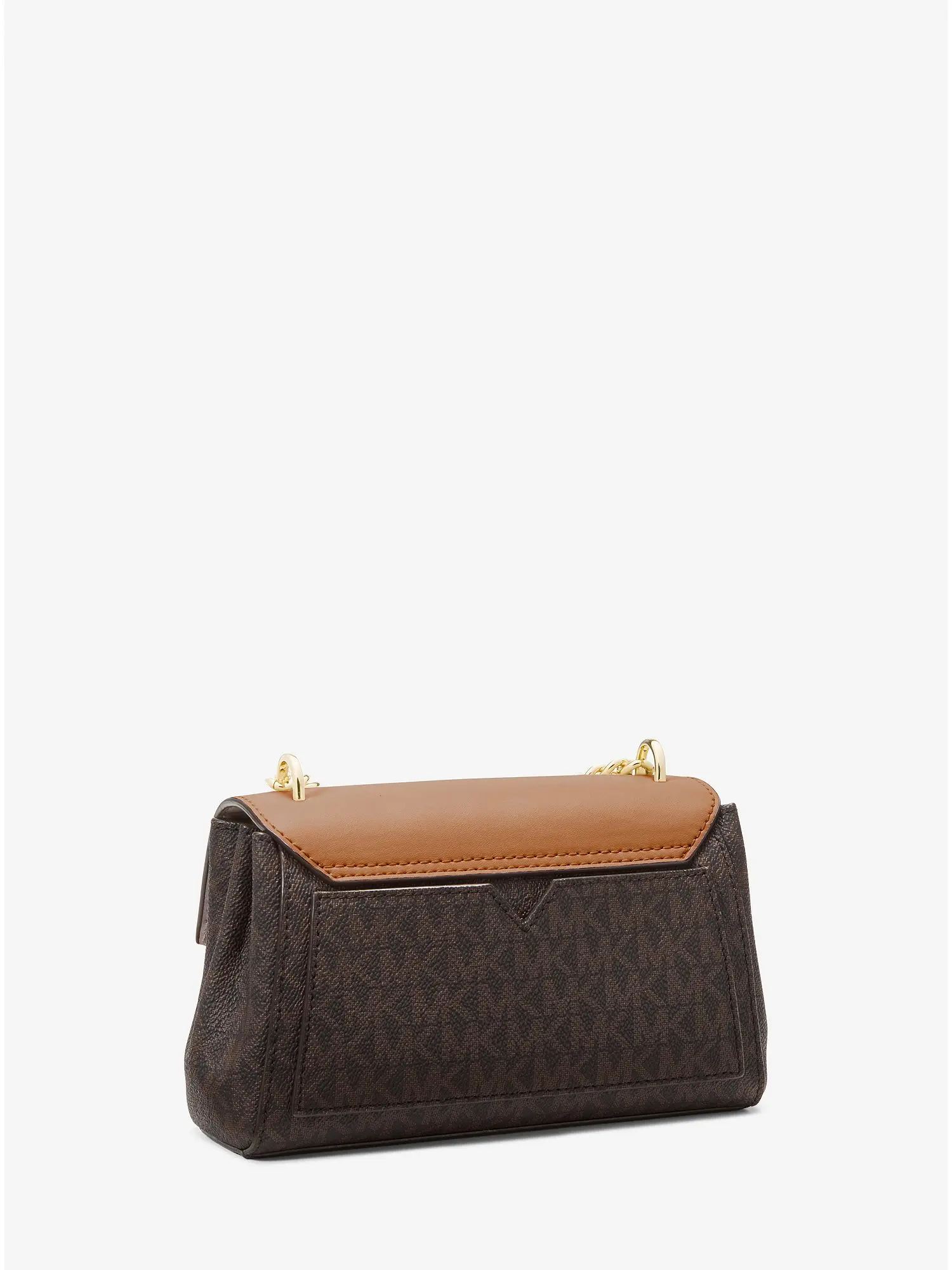 lita small two tone logo and leather crossbody bag brown