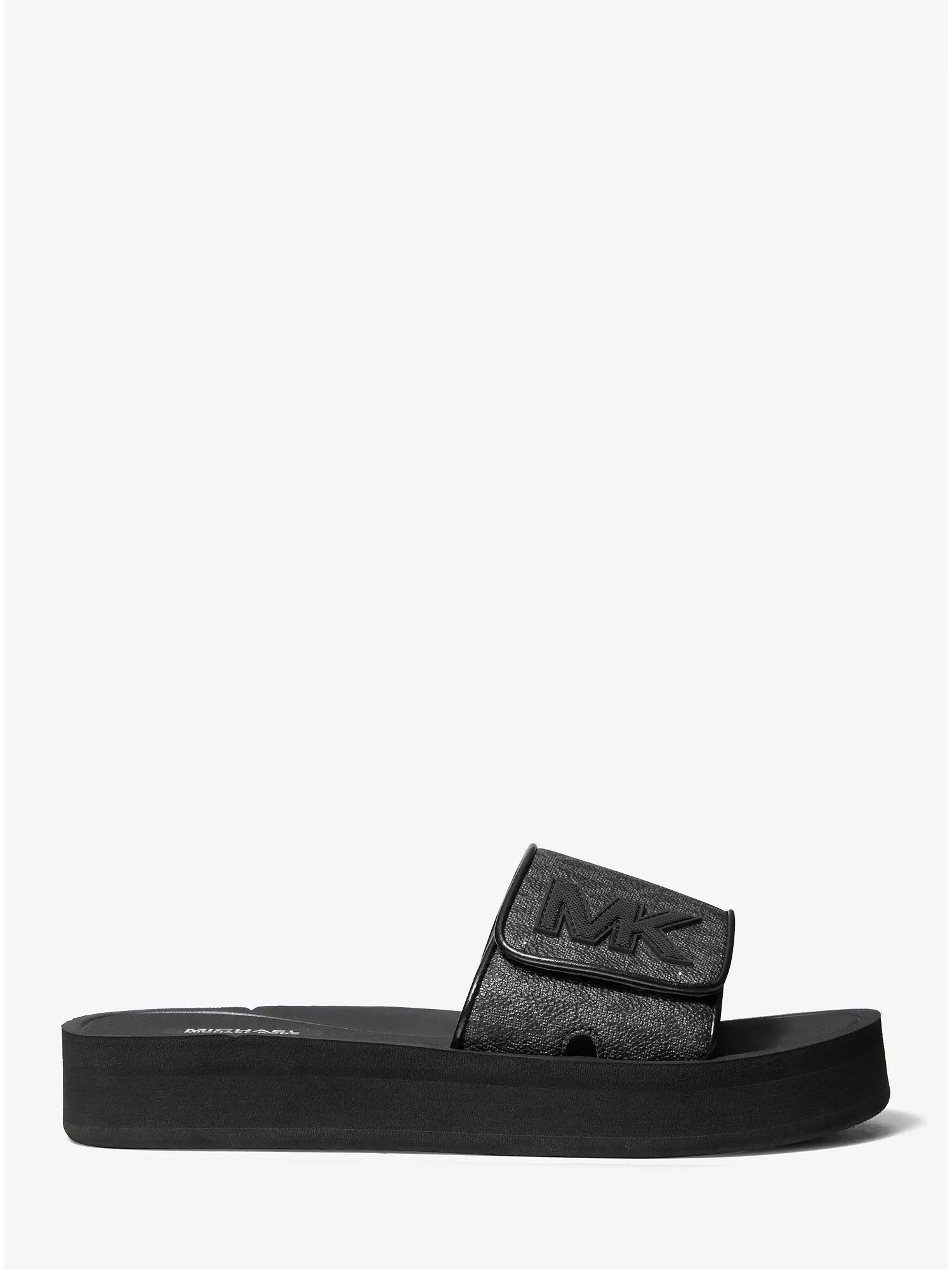 logo platform slide sandal black