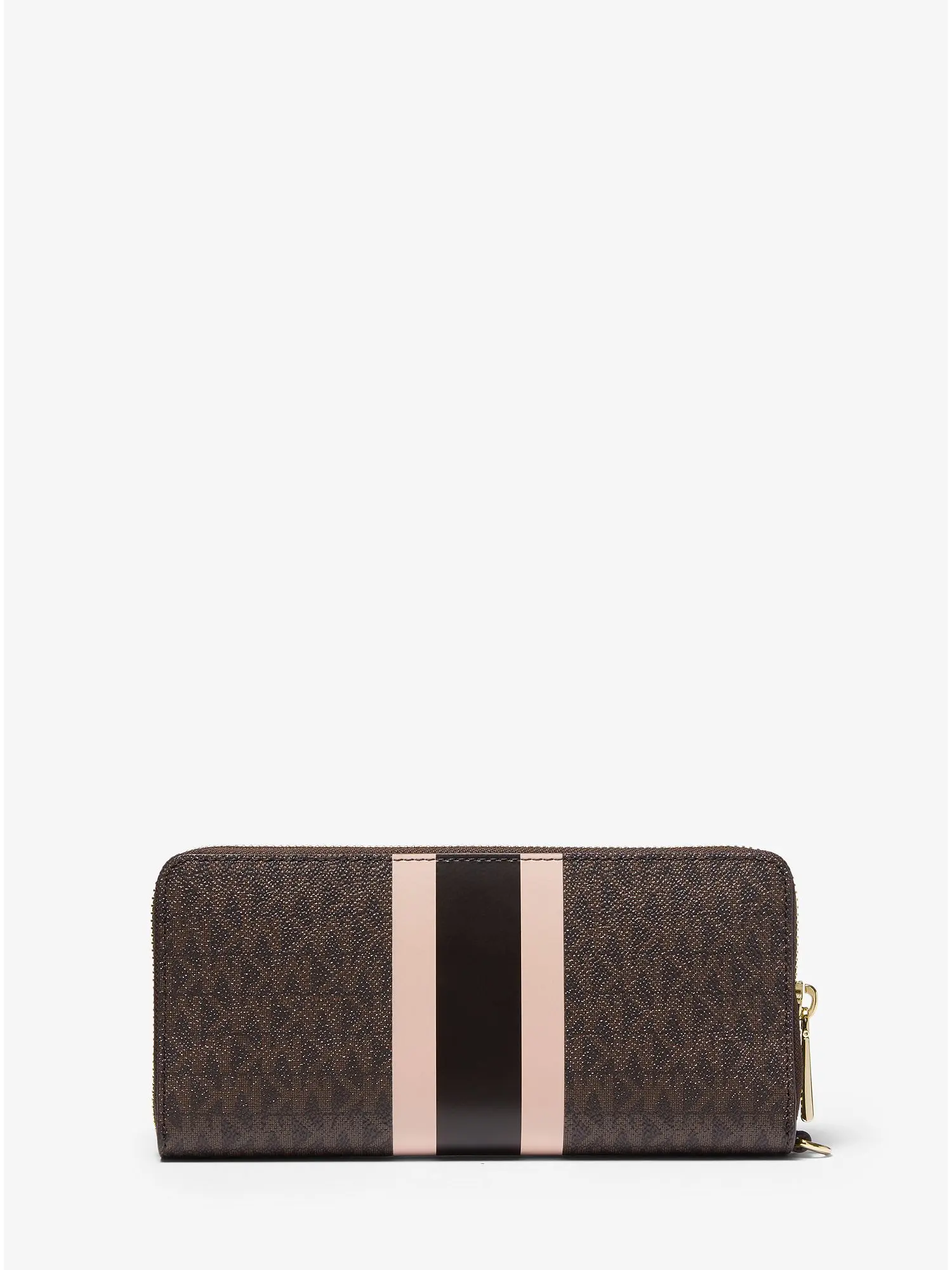 logo stripe continental wristlet brn sftpink