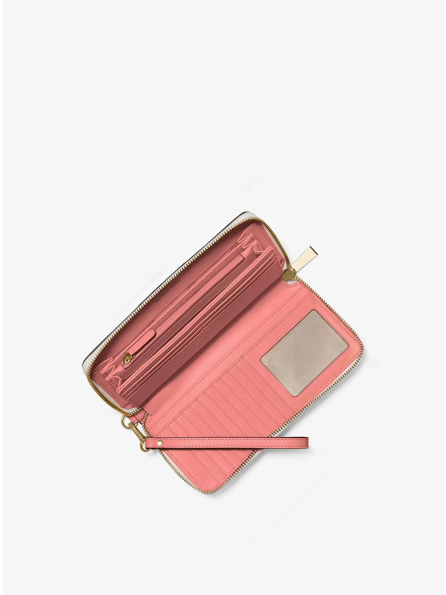 logo stripe continental wristlet rose multi