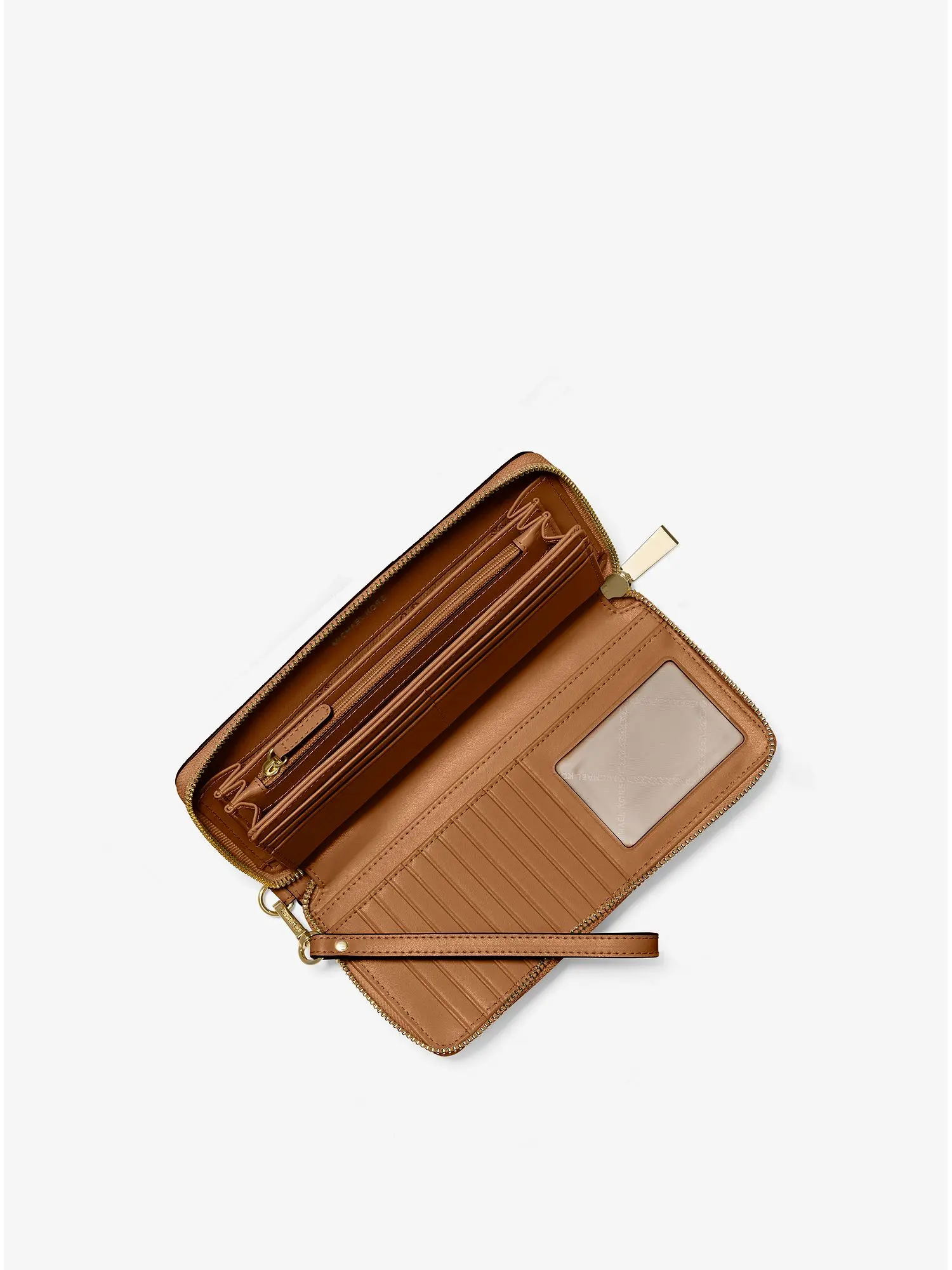 logo stripe continental wristlet vanilla acorn