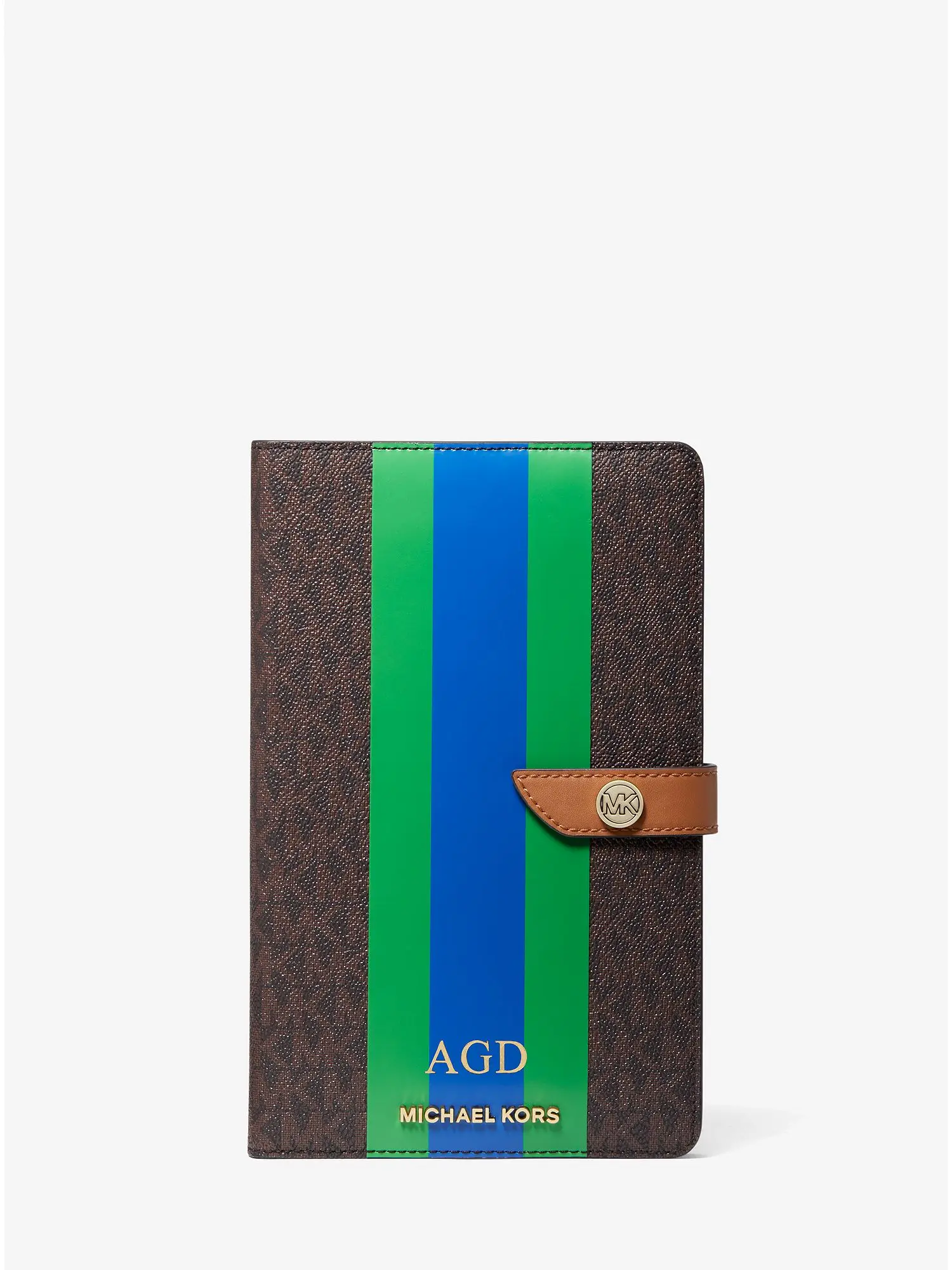 logo stripe notebook palm green