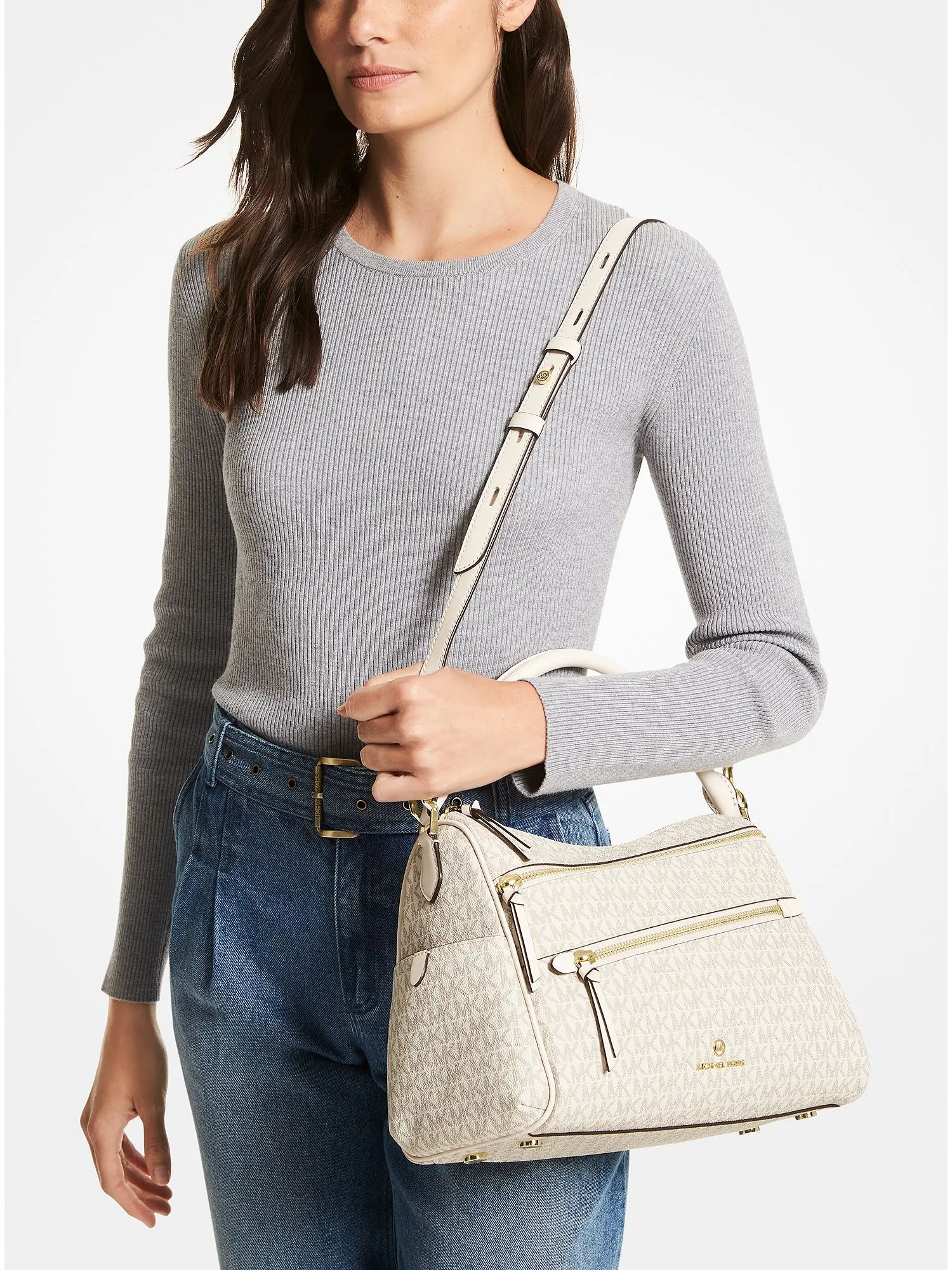 lorimer large logo satchel van cream