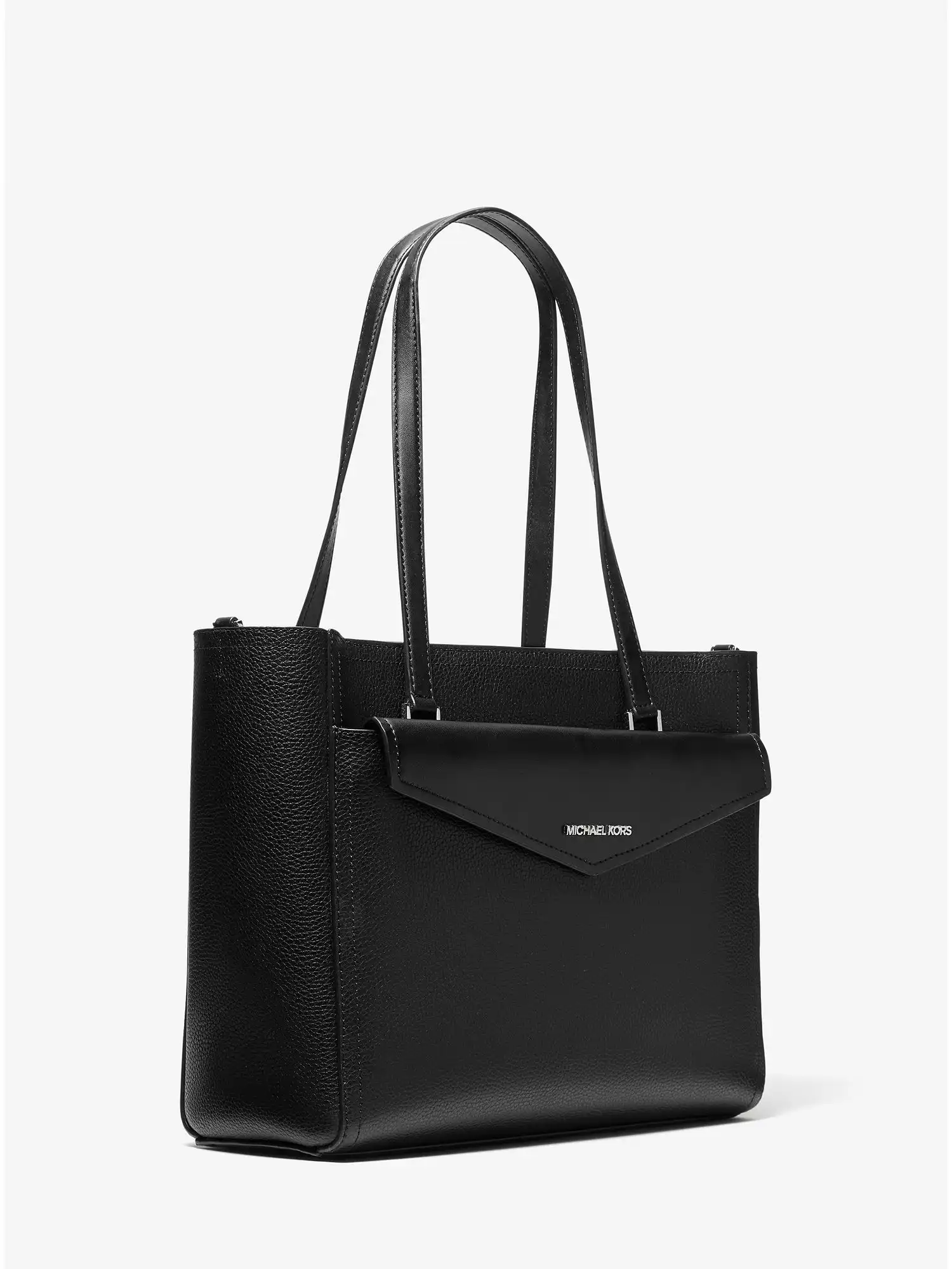maisie large pebbled leather 3 in 1 tote bag black