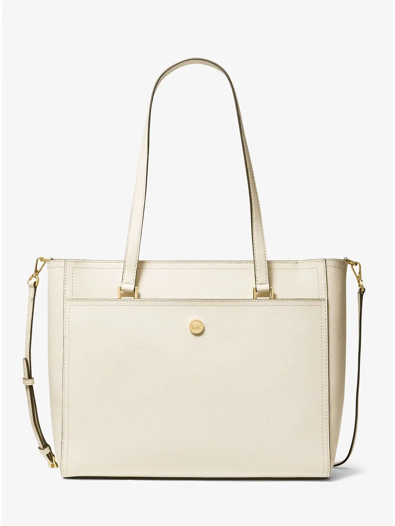 maisie large pebbled leather 3 in 1 tote bag lt cream