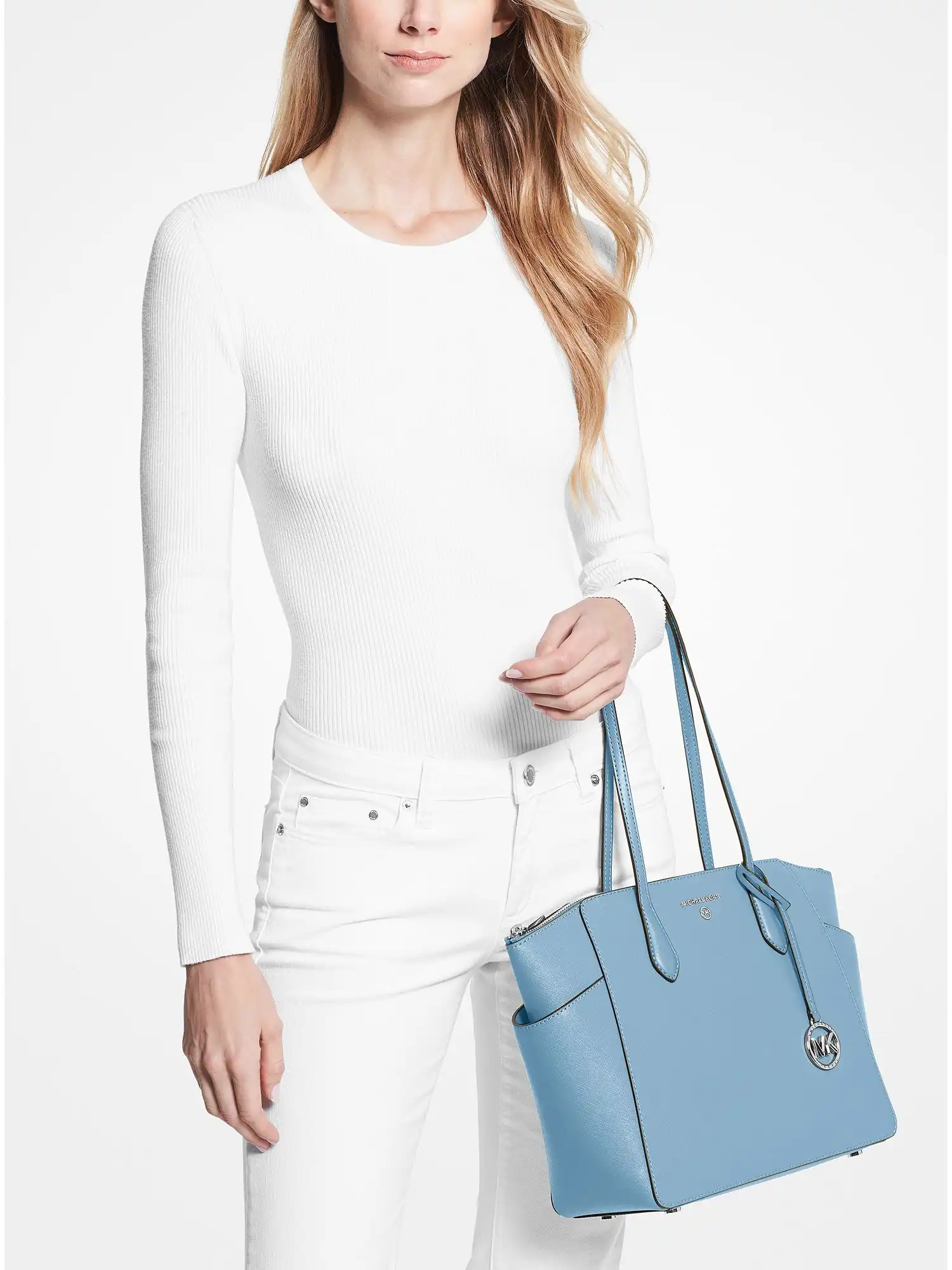 marilyn medium saffiano leather tote bag chambray