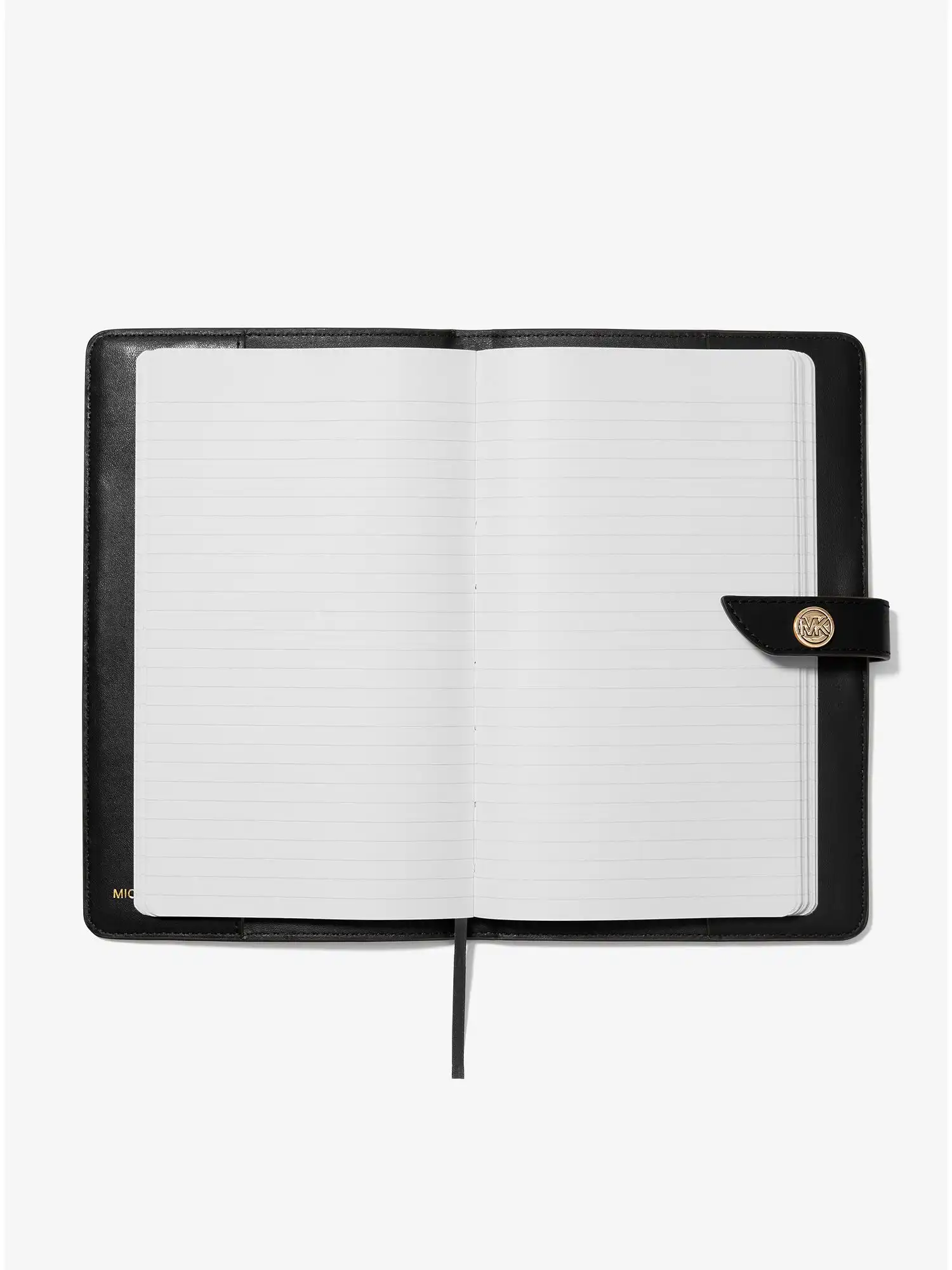 medium studded pebbled leather notebook black