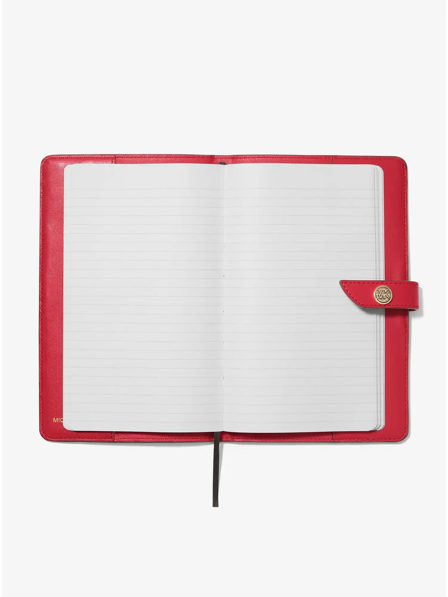 medium studded pebbled leather notebook crimson