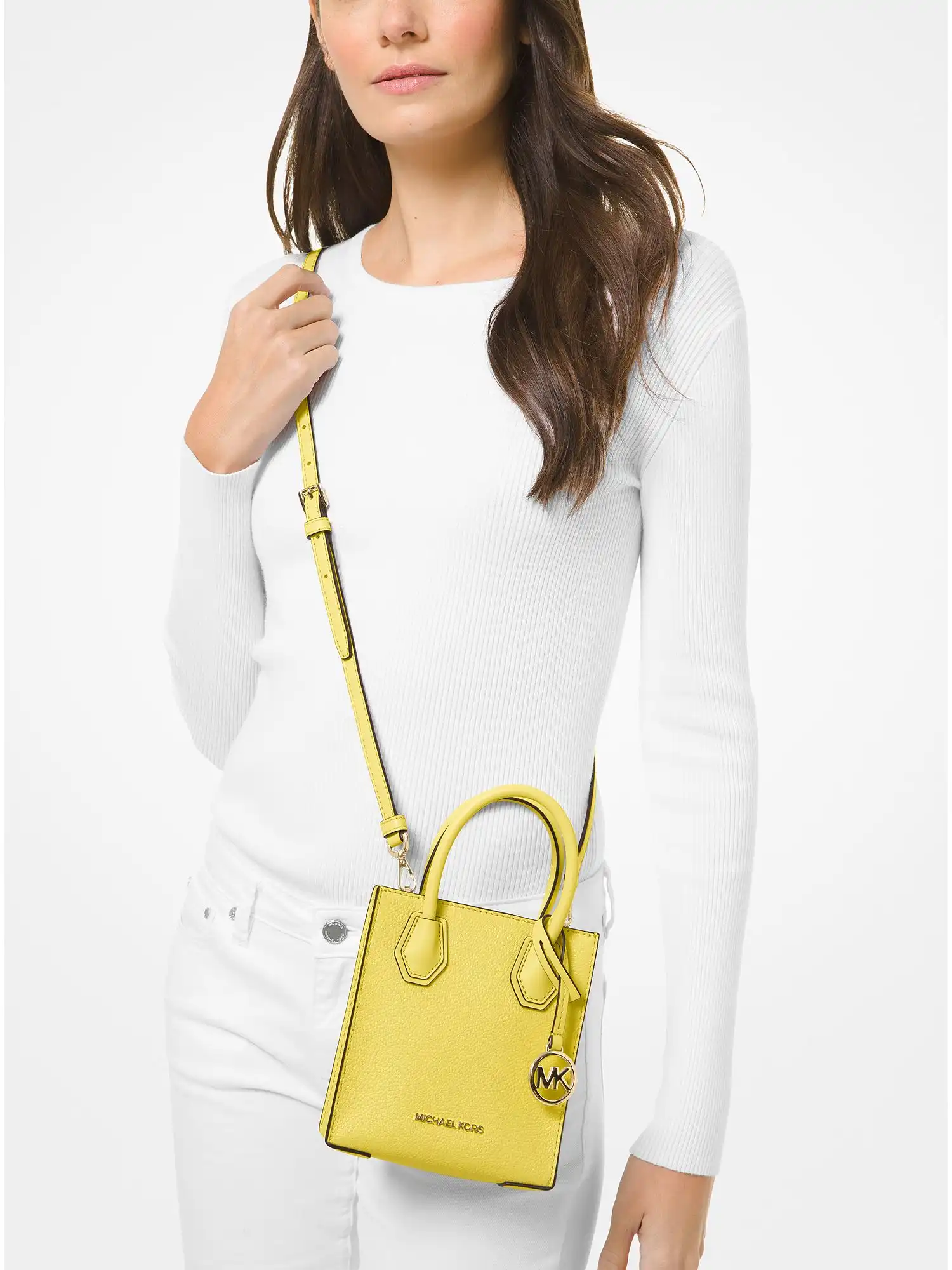 mercer extra small pebbled leather crossbody bag sunshine