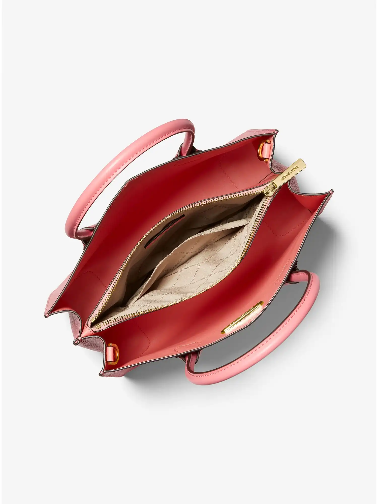 mercer large pebbled leather accordion tote bag grapefruit