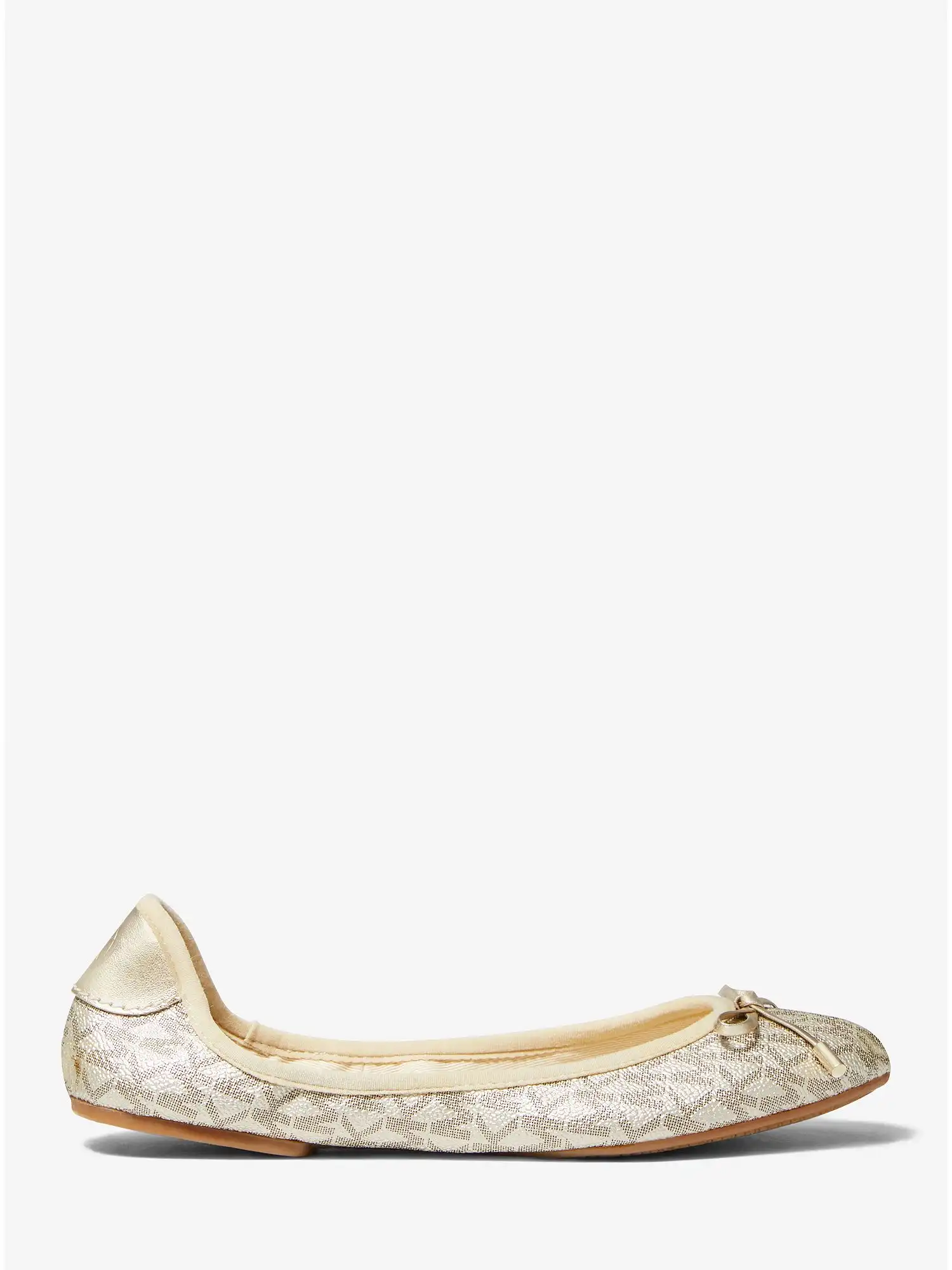 metallic logo ballet flat pale gold