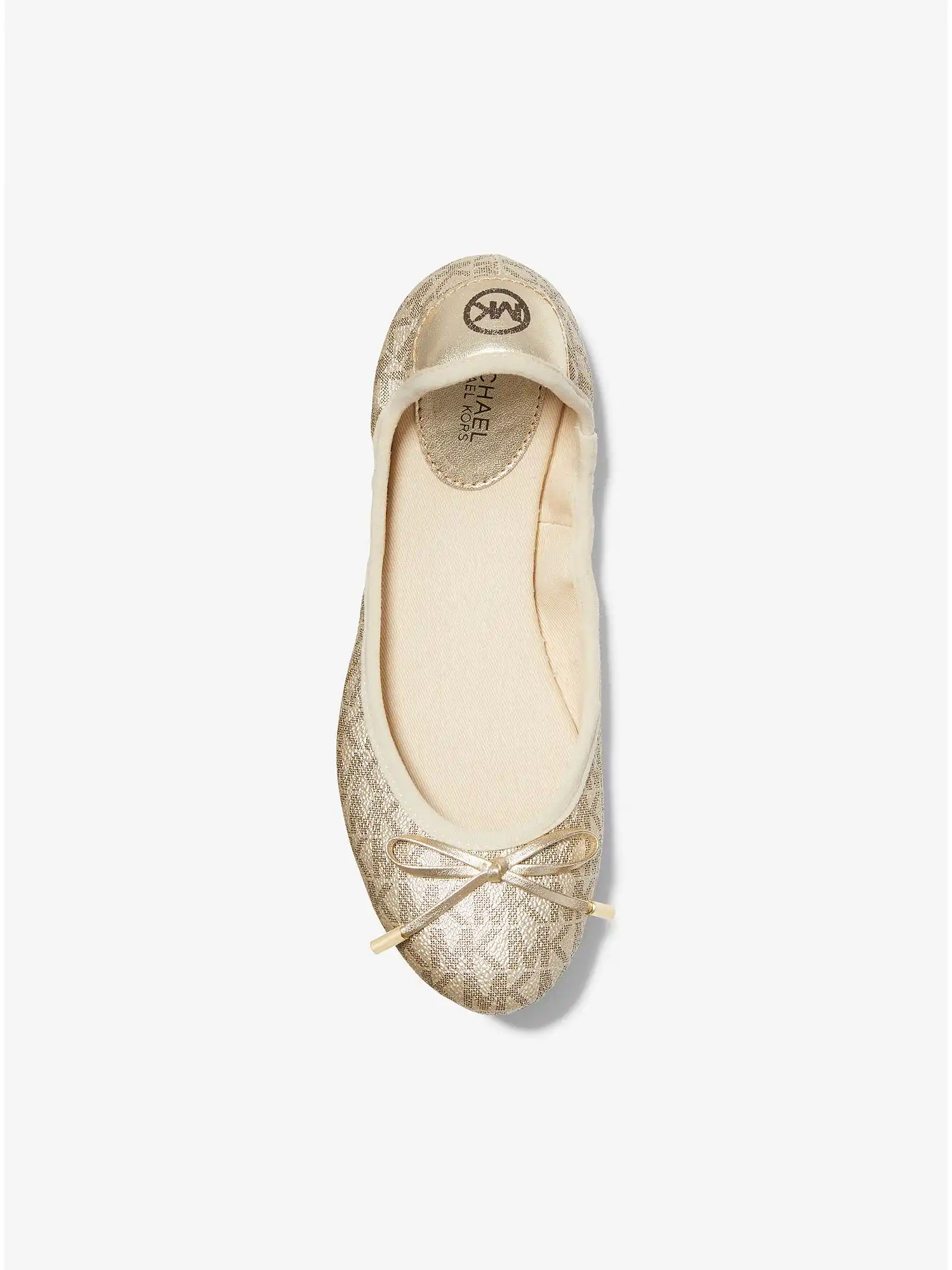 metallic logo ballet flat pale gold