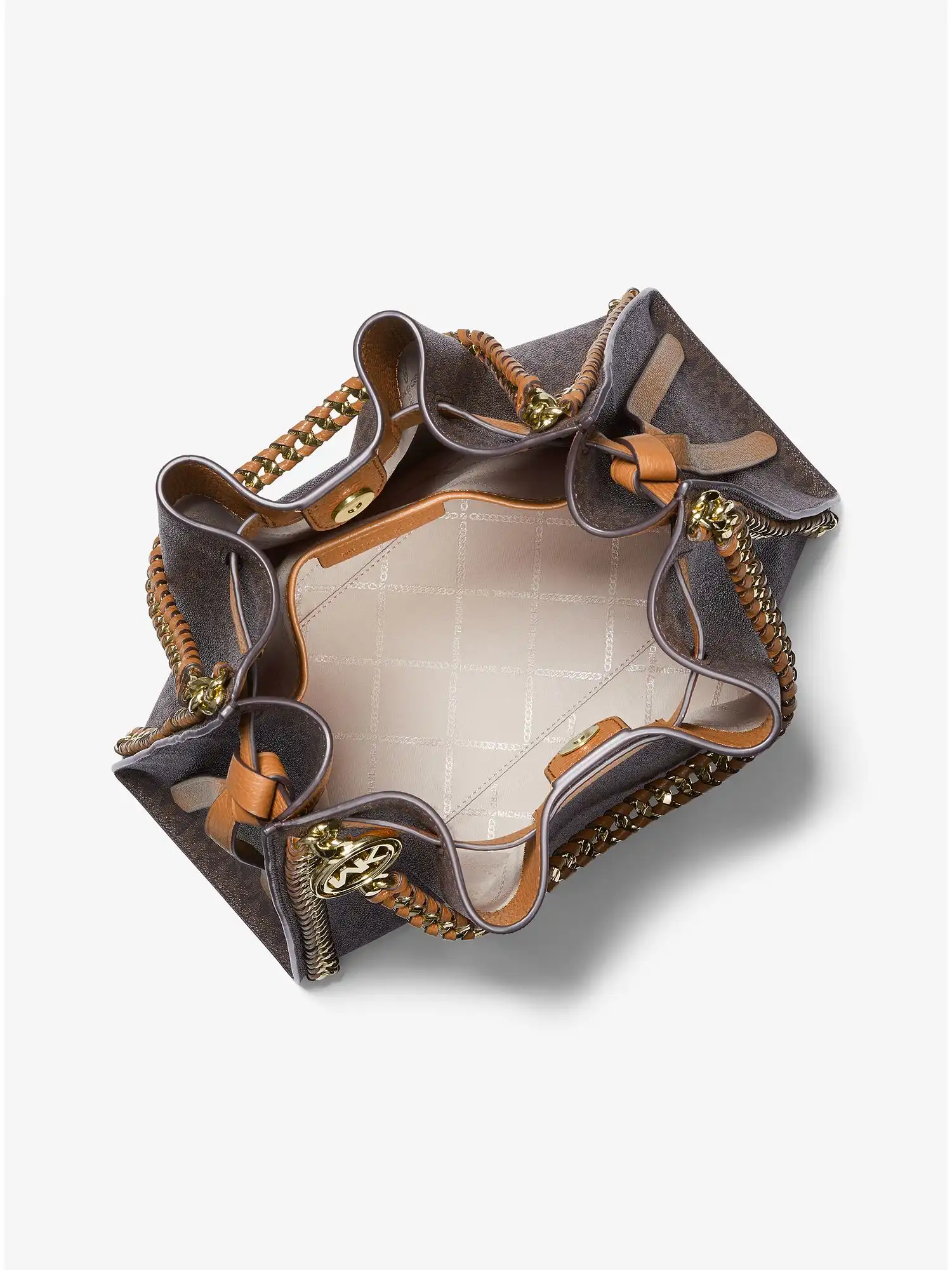 mina large logo shoulder bag brn acorn