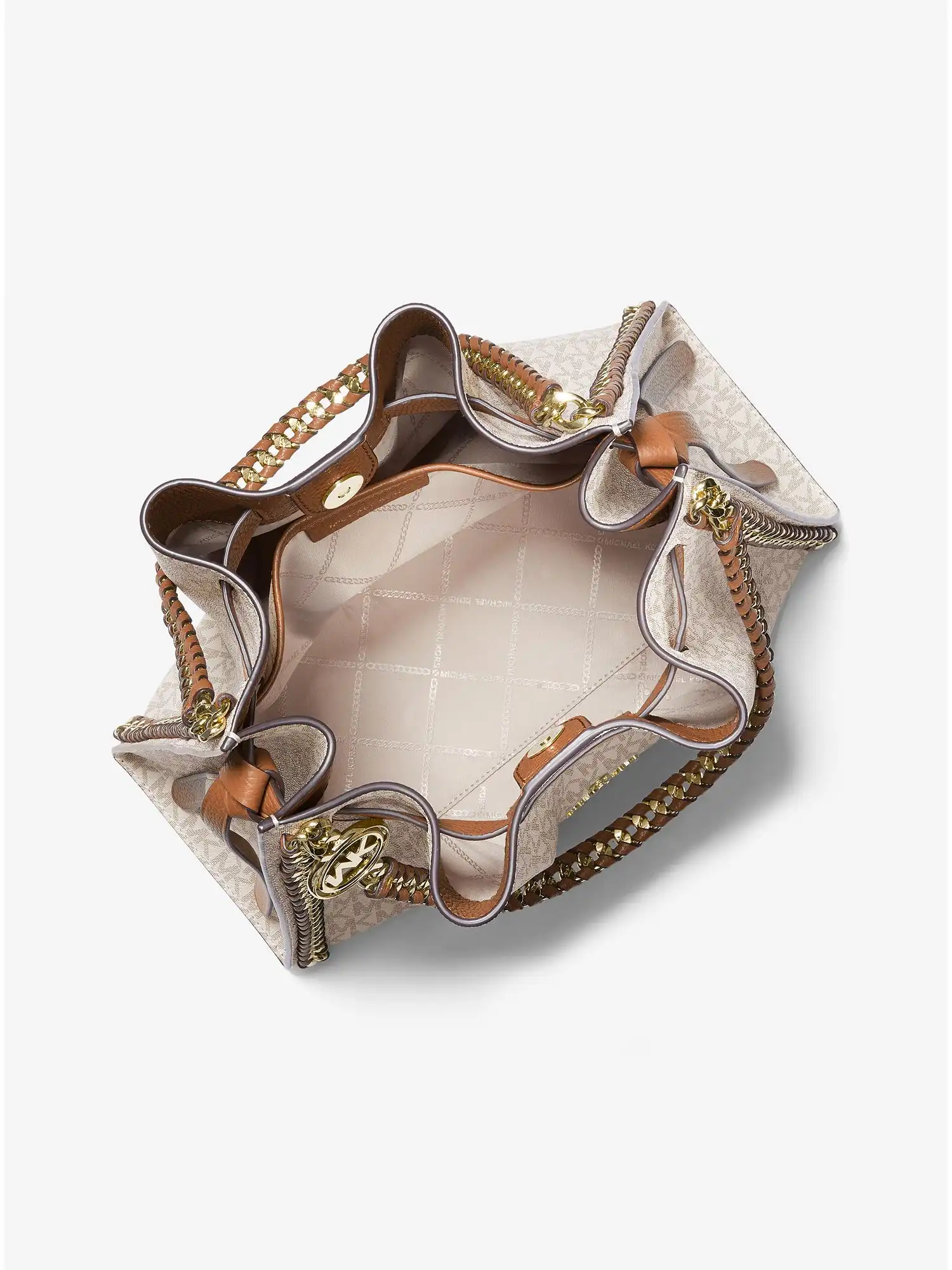 mina large logo shoulder bag vanilla acorn