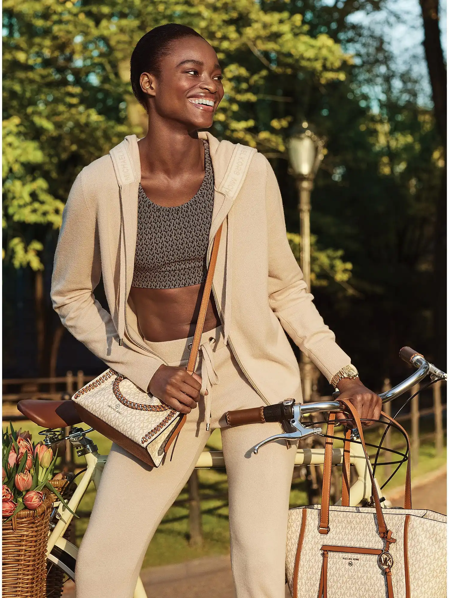 mina small logo crossbody bag vanilla acorn