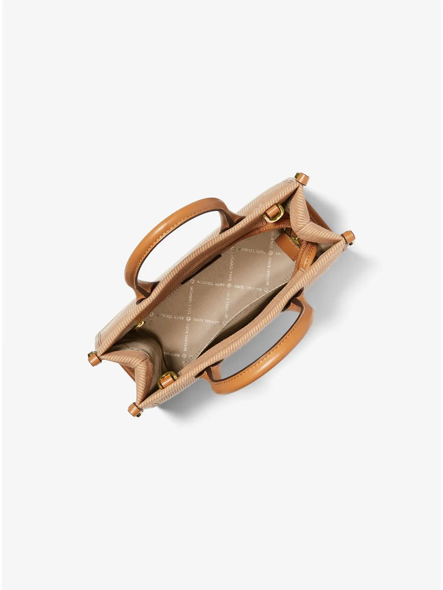 mirella small striped cotton canvas crossbody bag cuoio