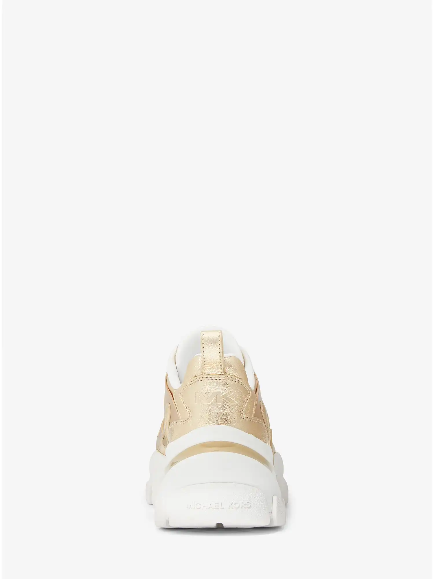 nick metallic leather trainer pale gold