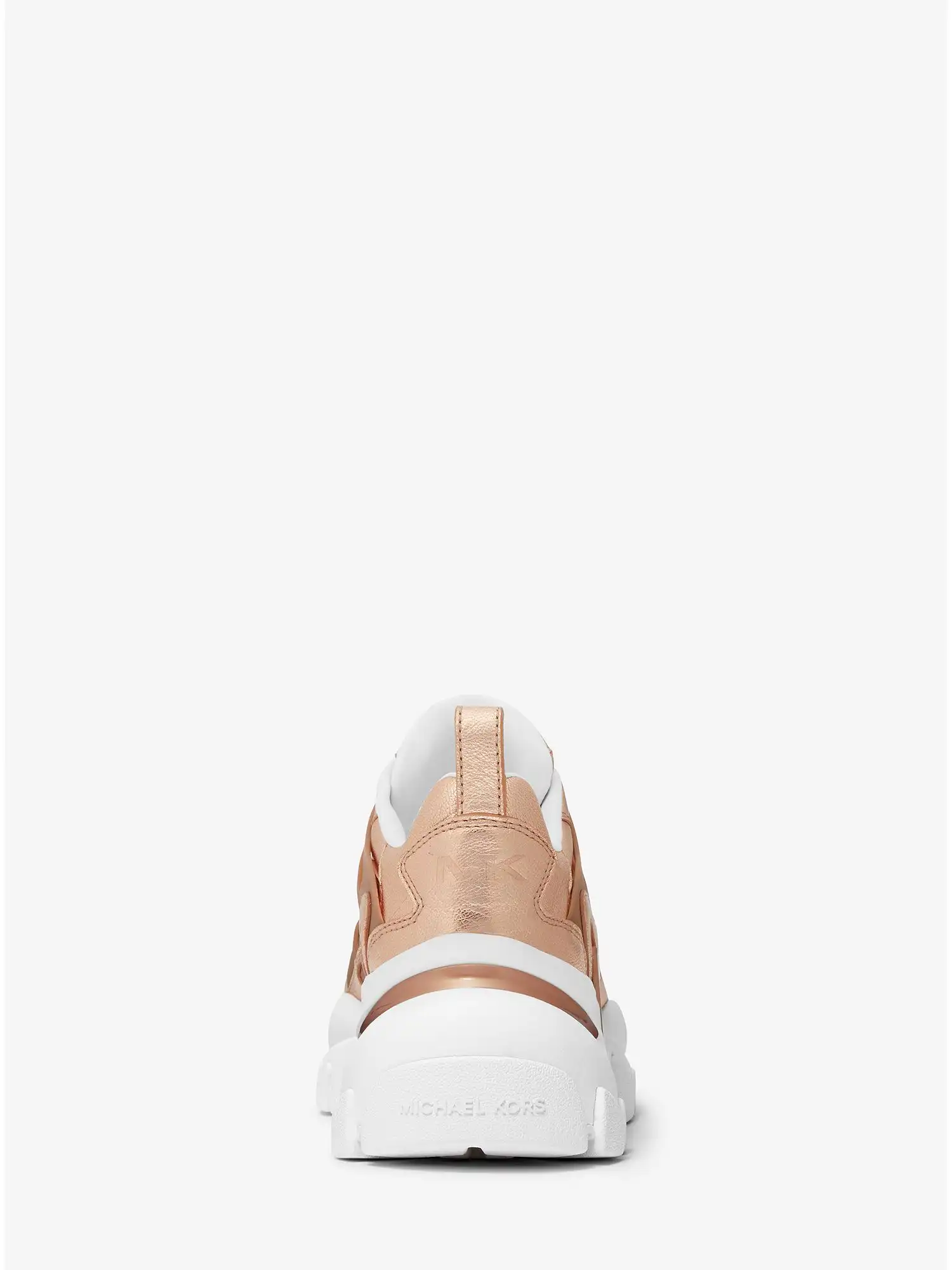 nick metallic leather trainer rose gold