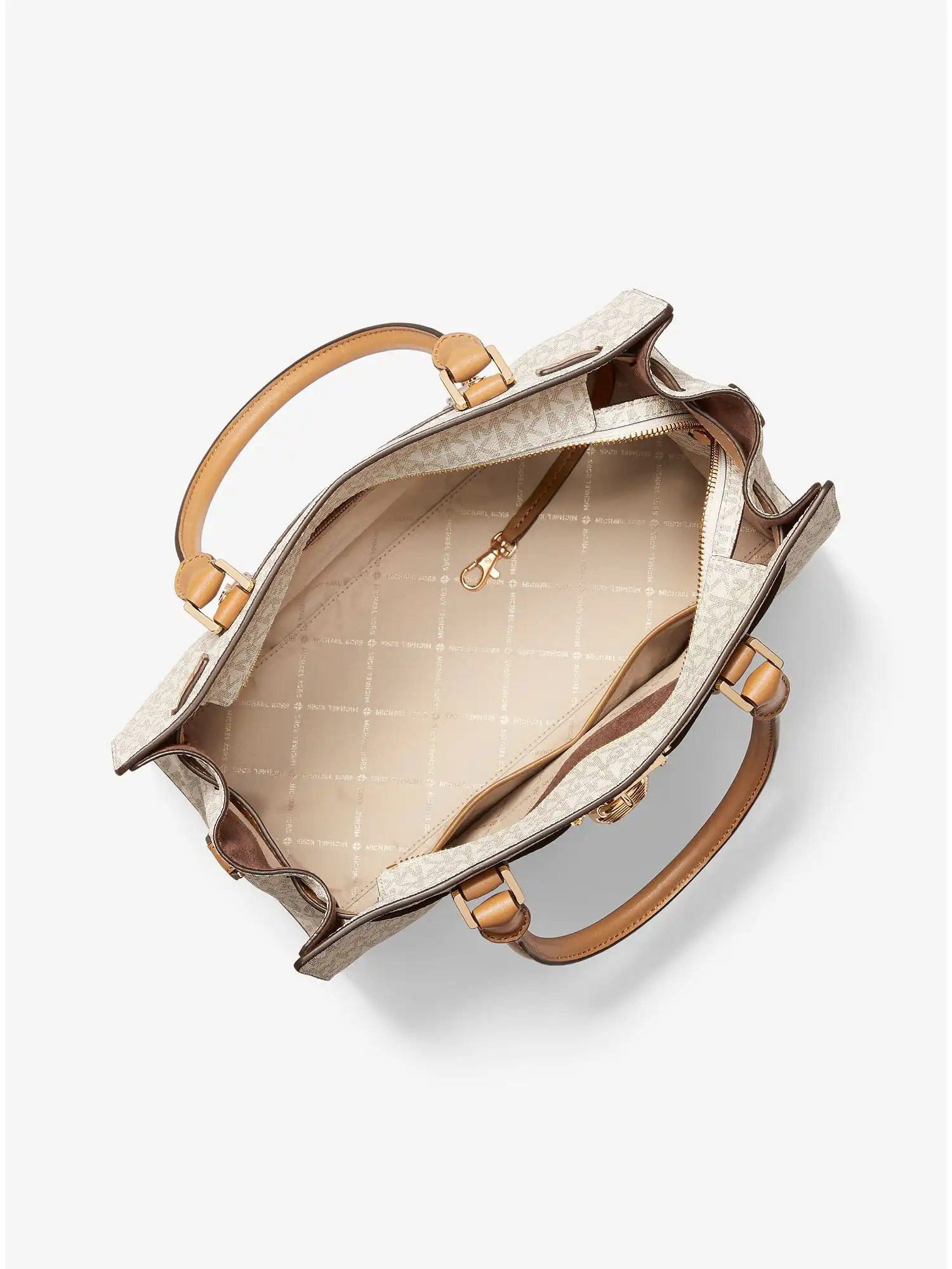 nouveau hamilton large logo and leather satchel vanilla acorn