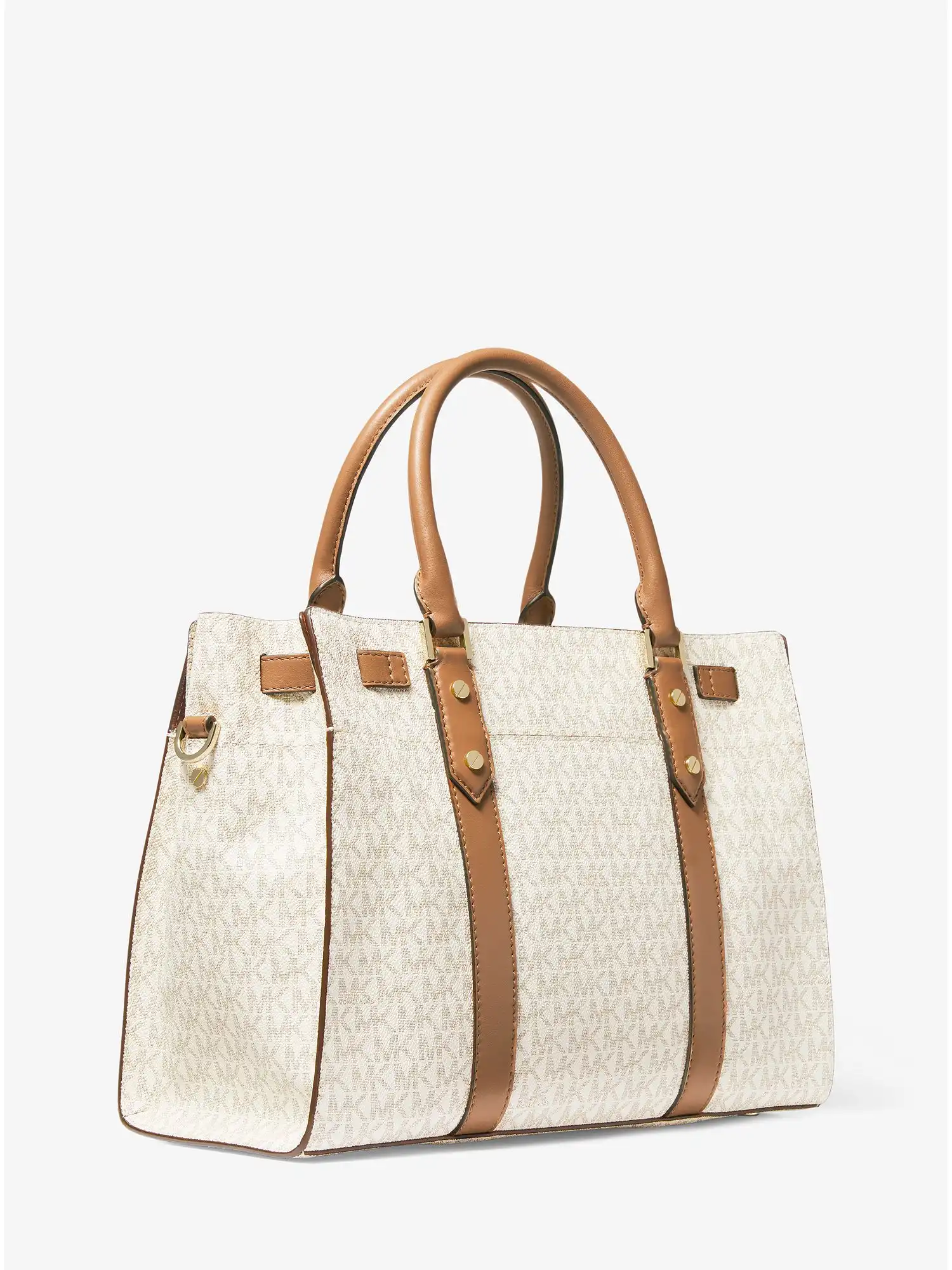 nouveau hamilton large logo and leather satchel vanilla acorn