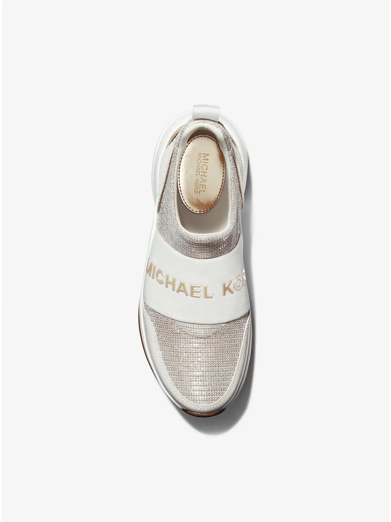 olympia glitter chain mesh slip on trainer champagne
