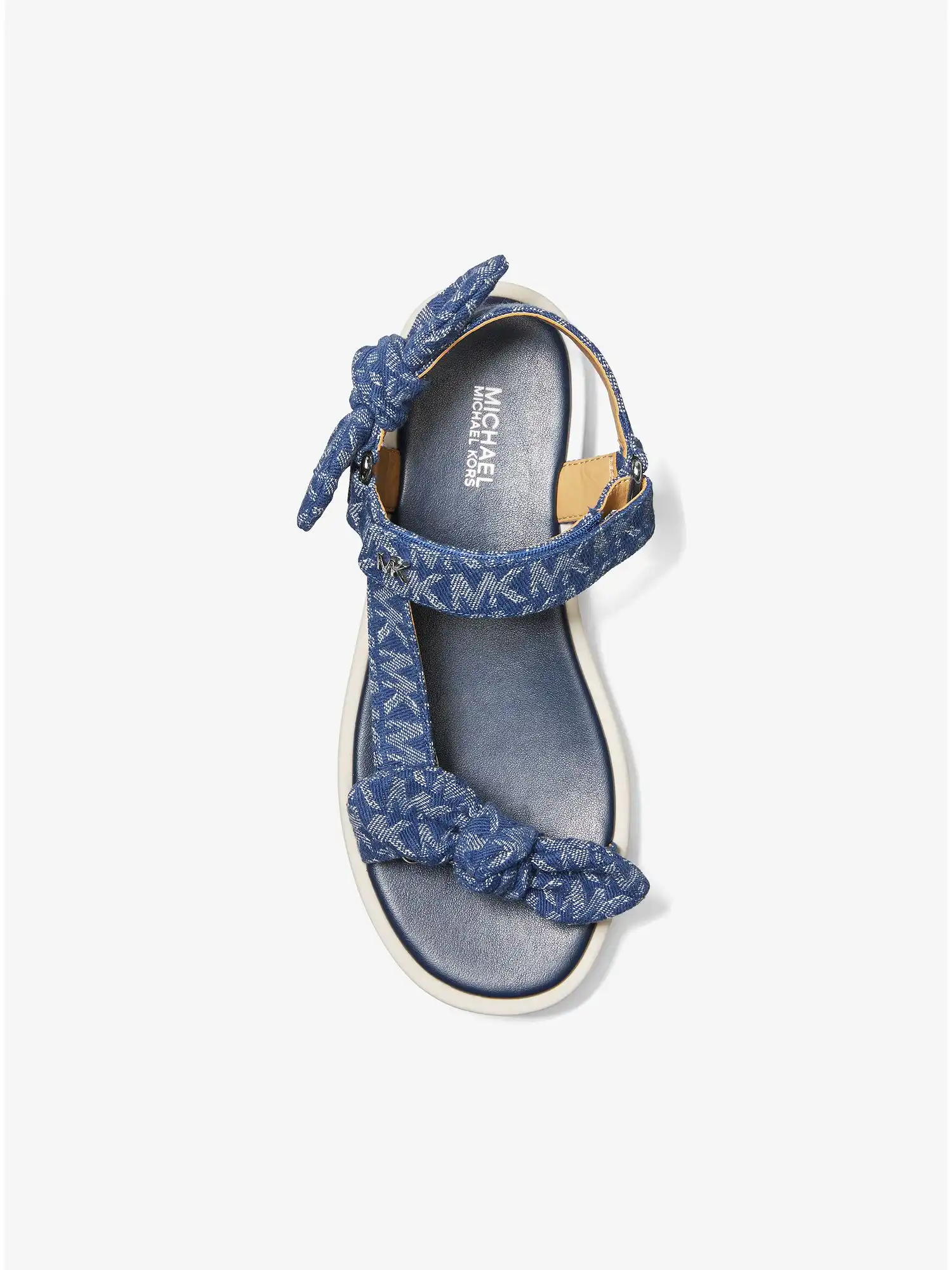 phoebe denim logo jacquard bow sandal denim