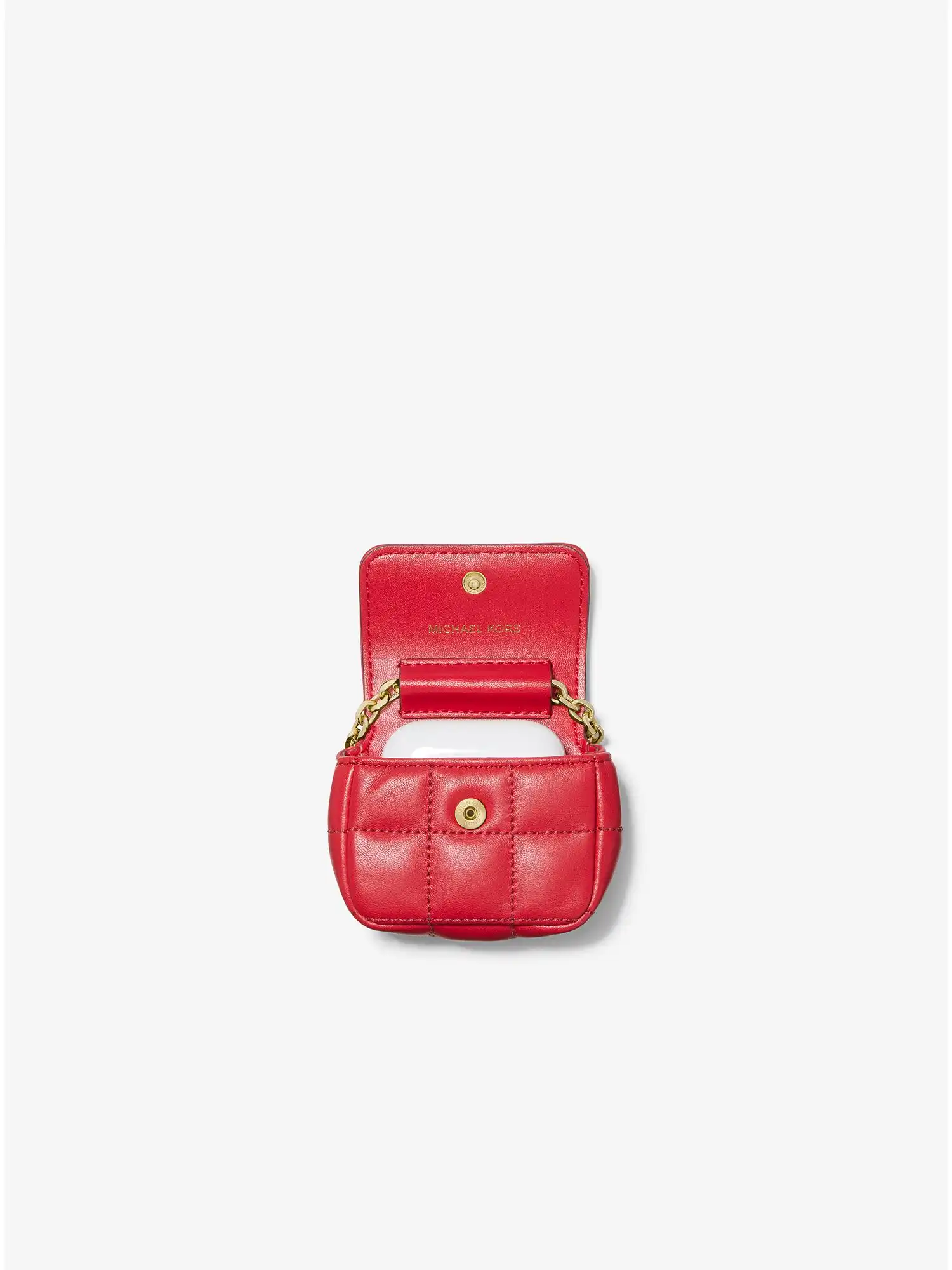 quilted leather crossbody for apple airpods&reg; crimson