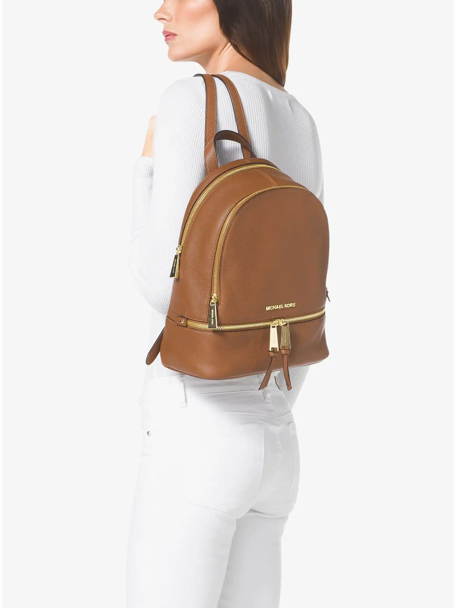 rhea medium leather backpack acorn