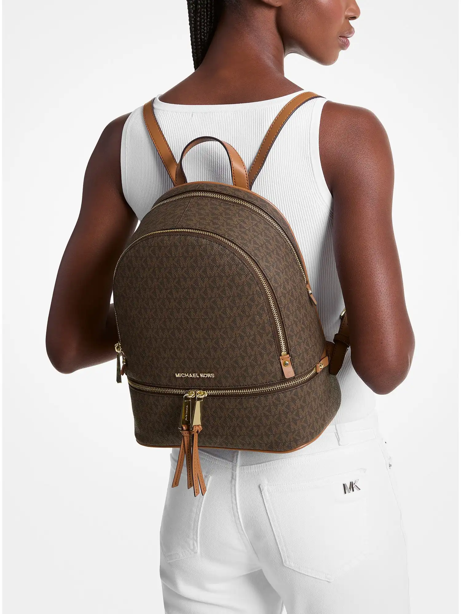 rhea medium logo backpack brown