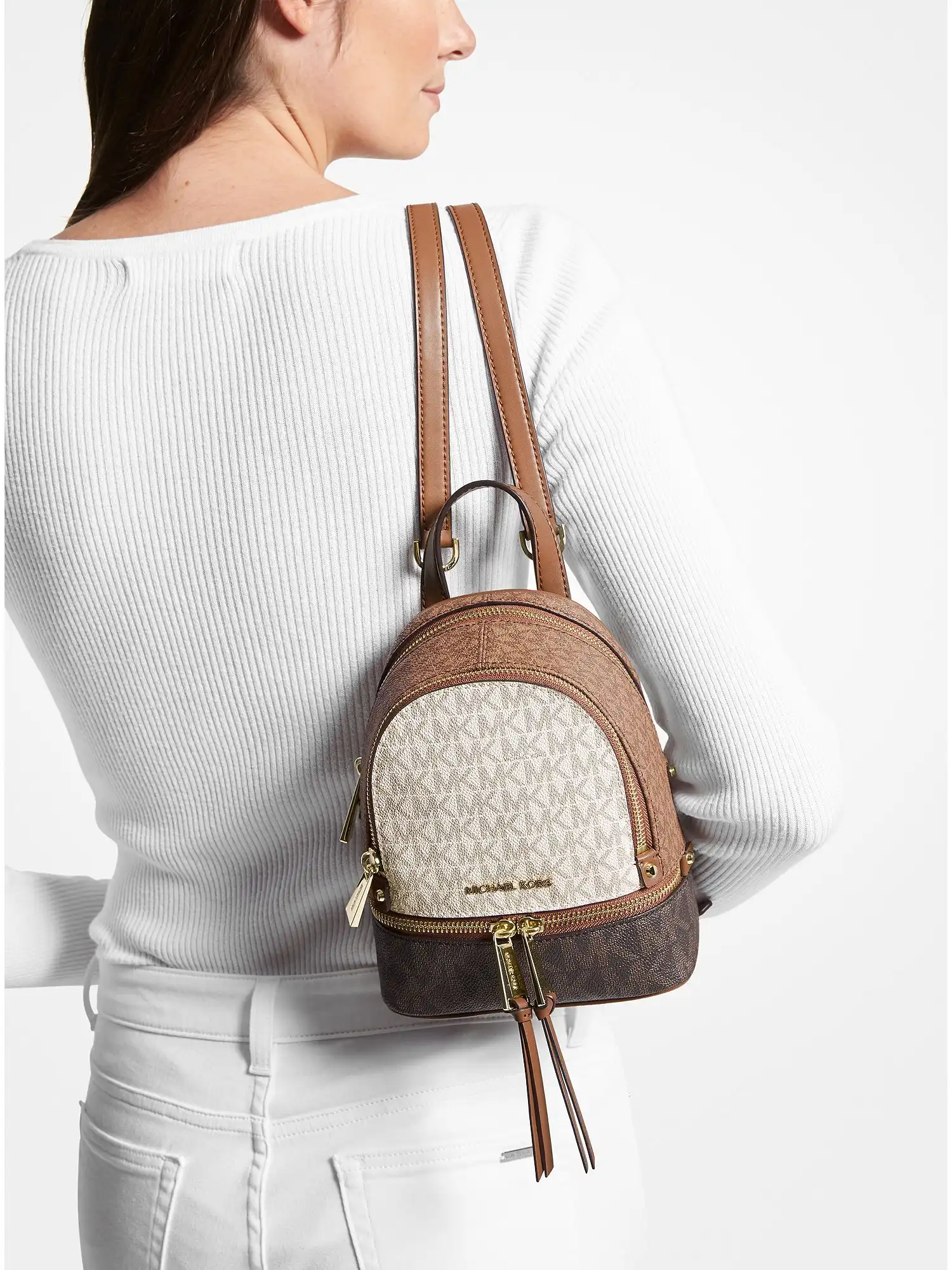 rhea mini color block logo backpack luggage multi