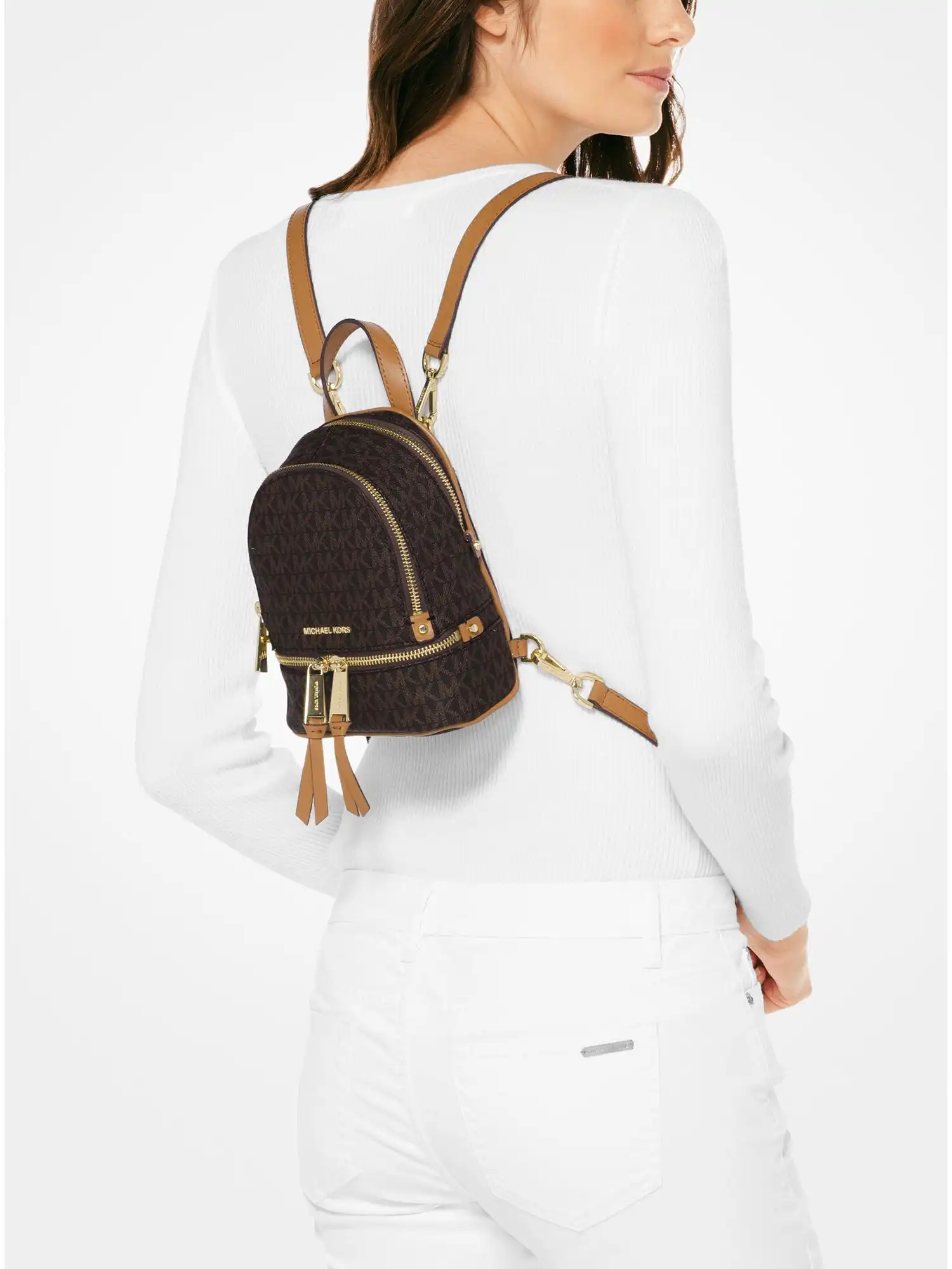 rhea mini logo backpack brown