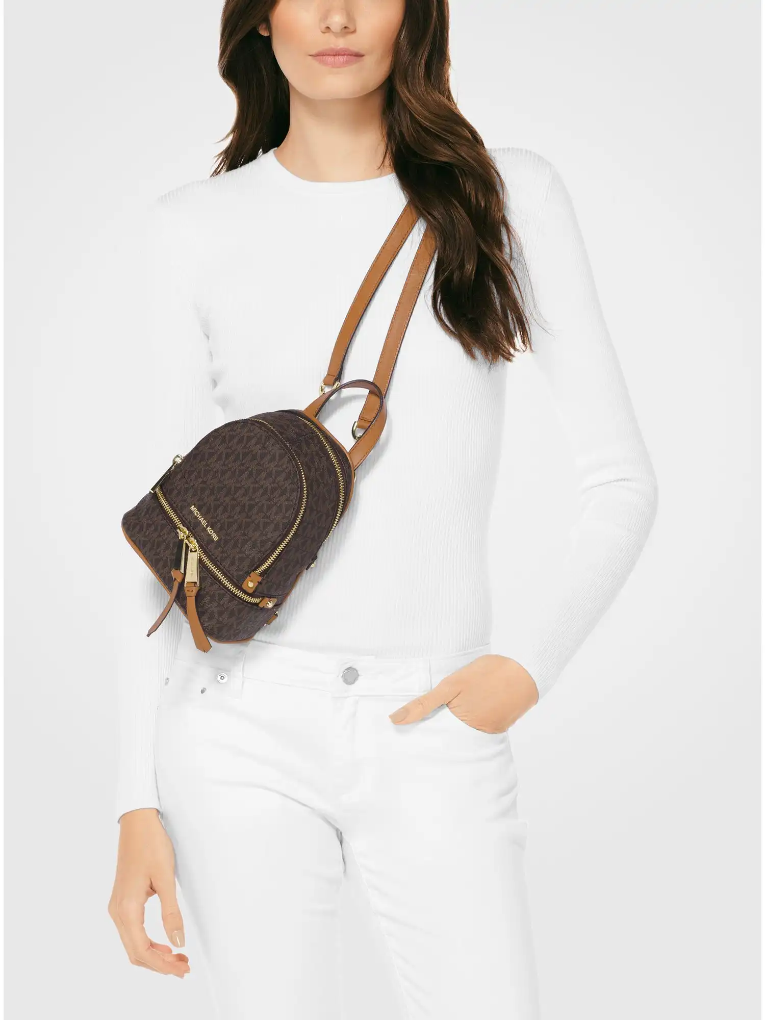 rhea mini logo backpack brown