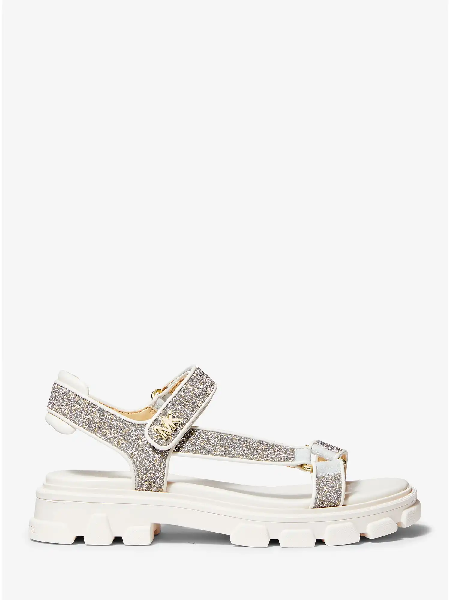 ridley glitter and faux leather sandal champagne