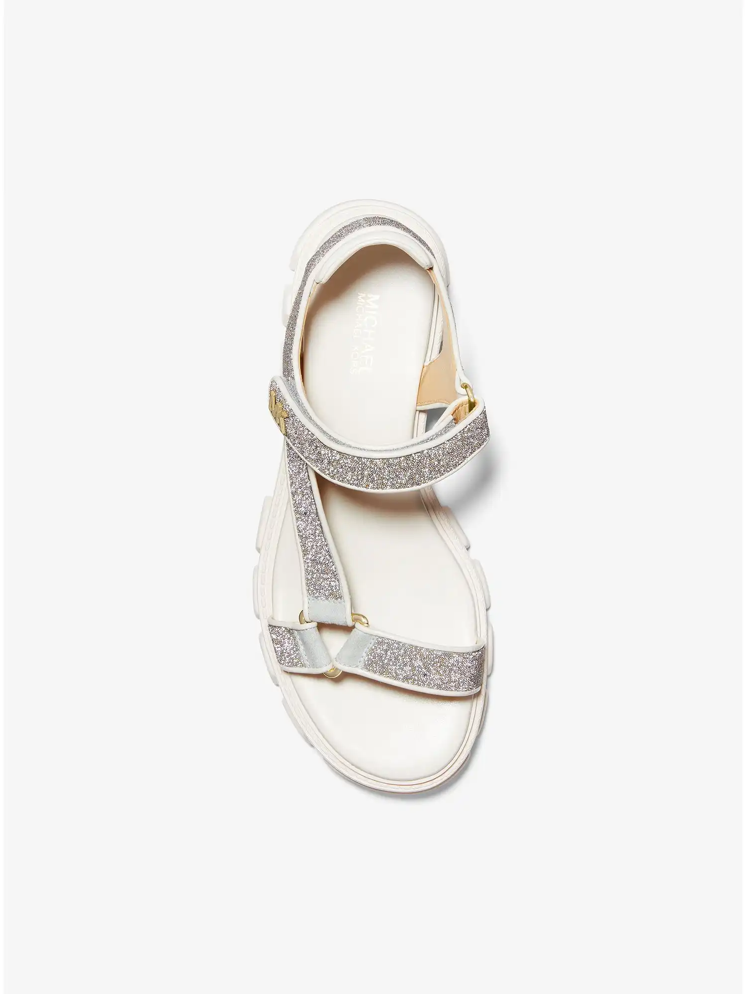 ridley glitter and faux leather sandal champagne