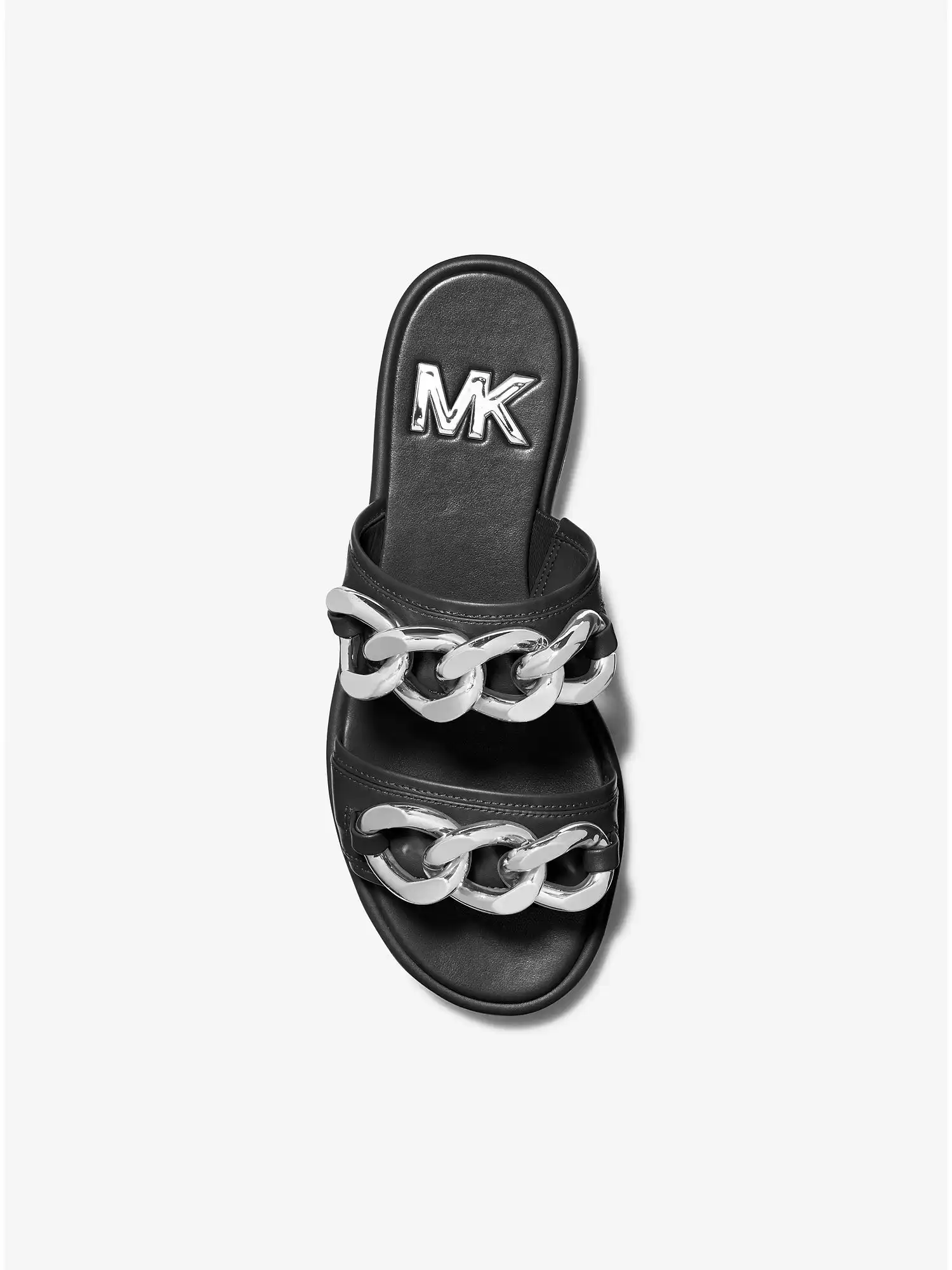 scarlett chain link leather slide sandal black
